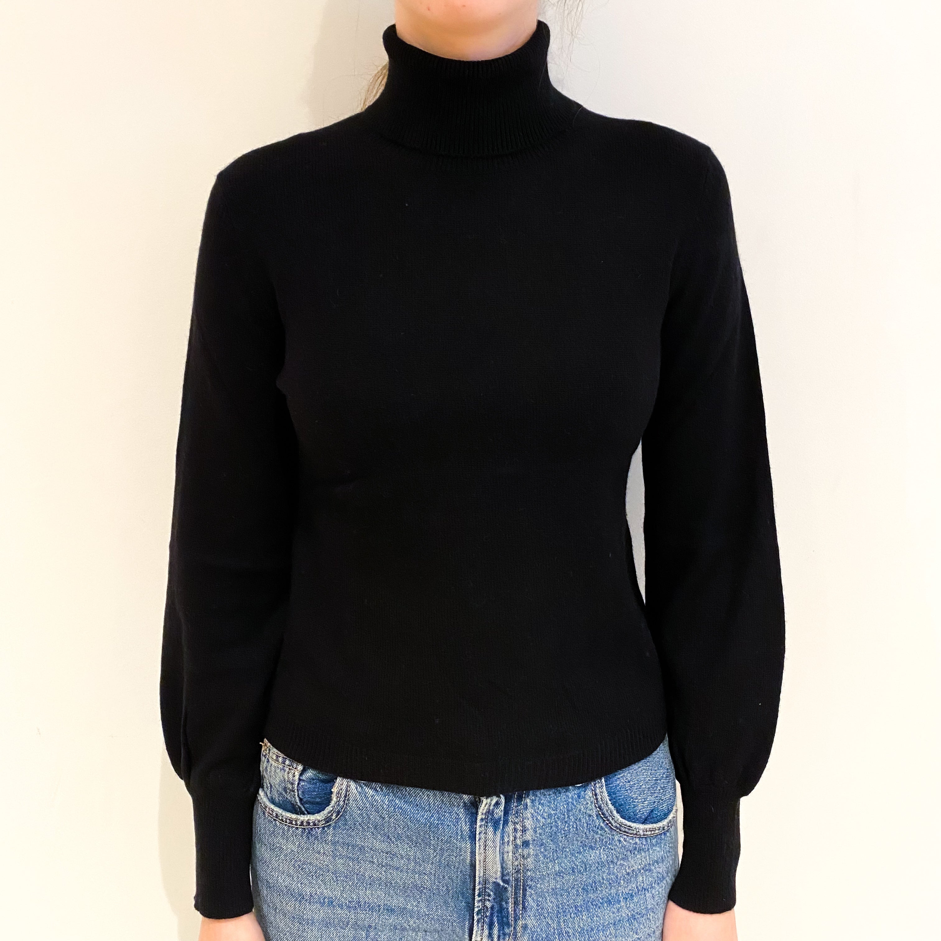 Black Cashmere Polo Neck Jumper Extra Small