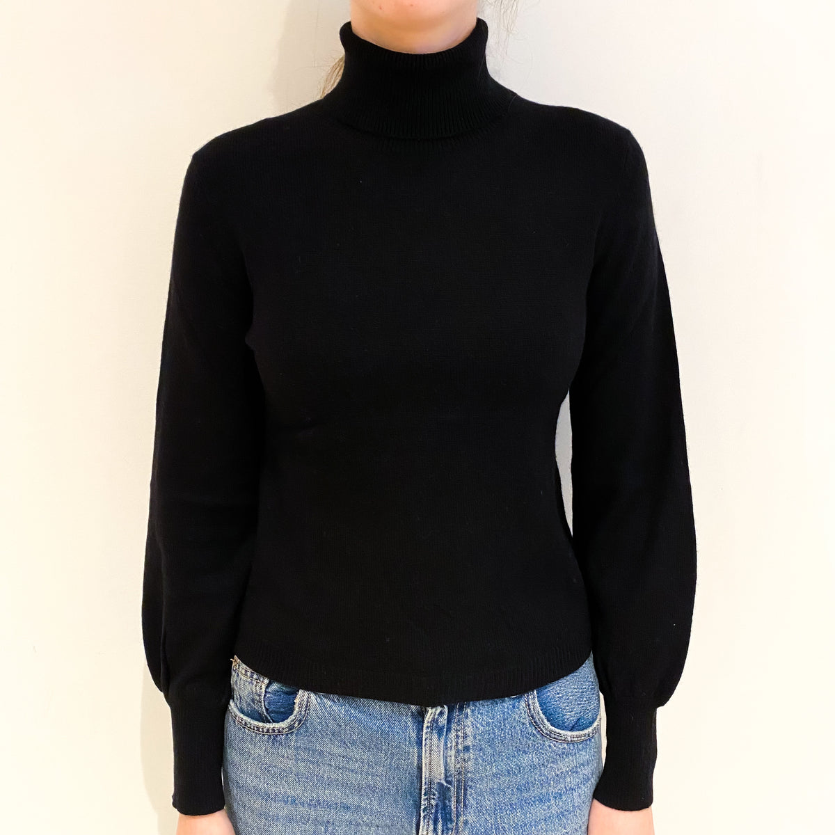 Black Cashmere Polo Neck Jumper Extra Small