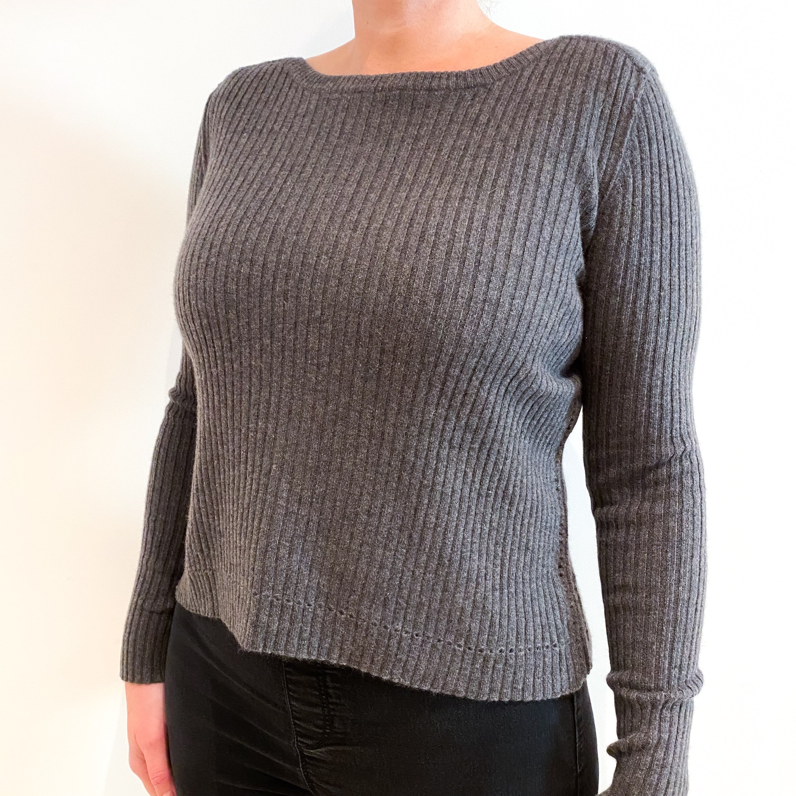 Slate Grey Cashmere Crew Neck Jumper