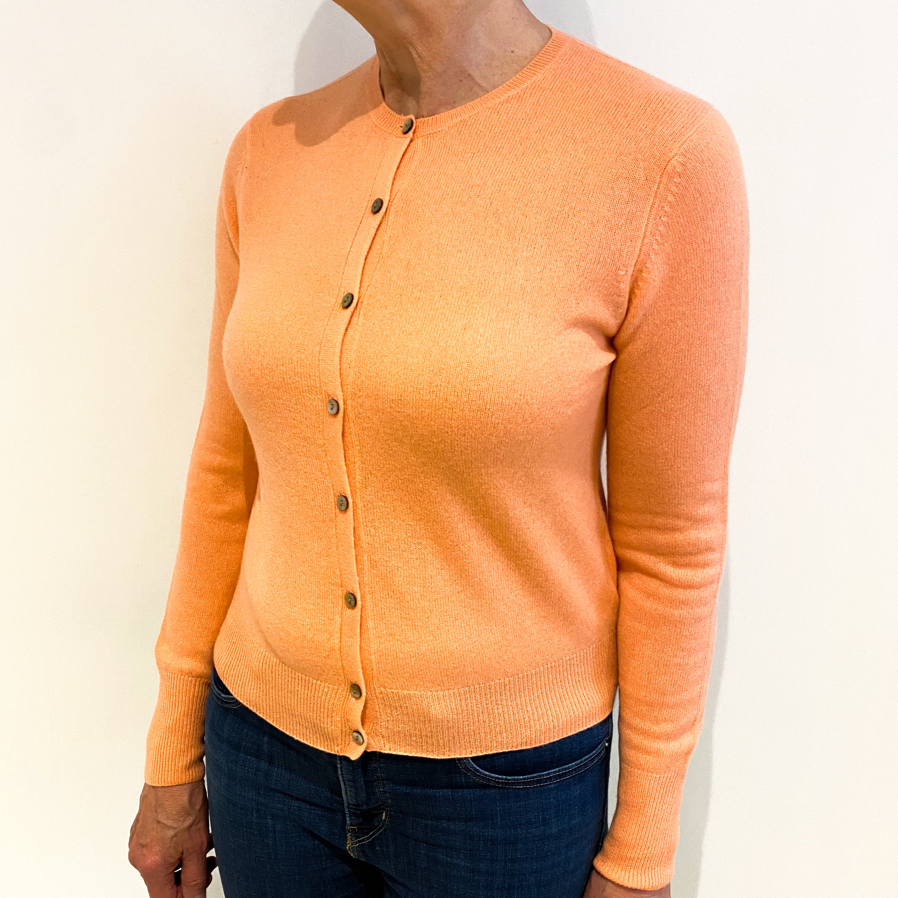 Soft Crab Pink Cashmere Crew Neck Cardigan Medium