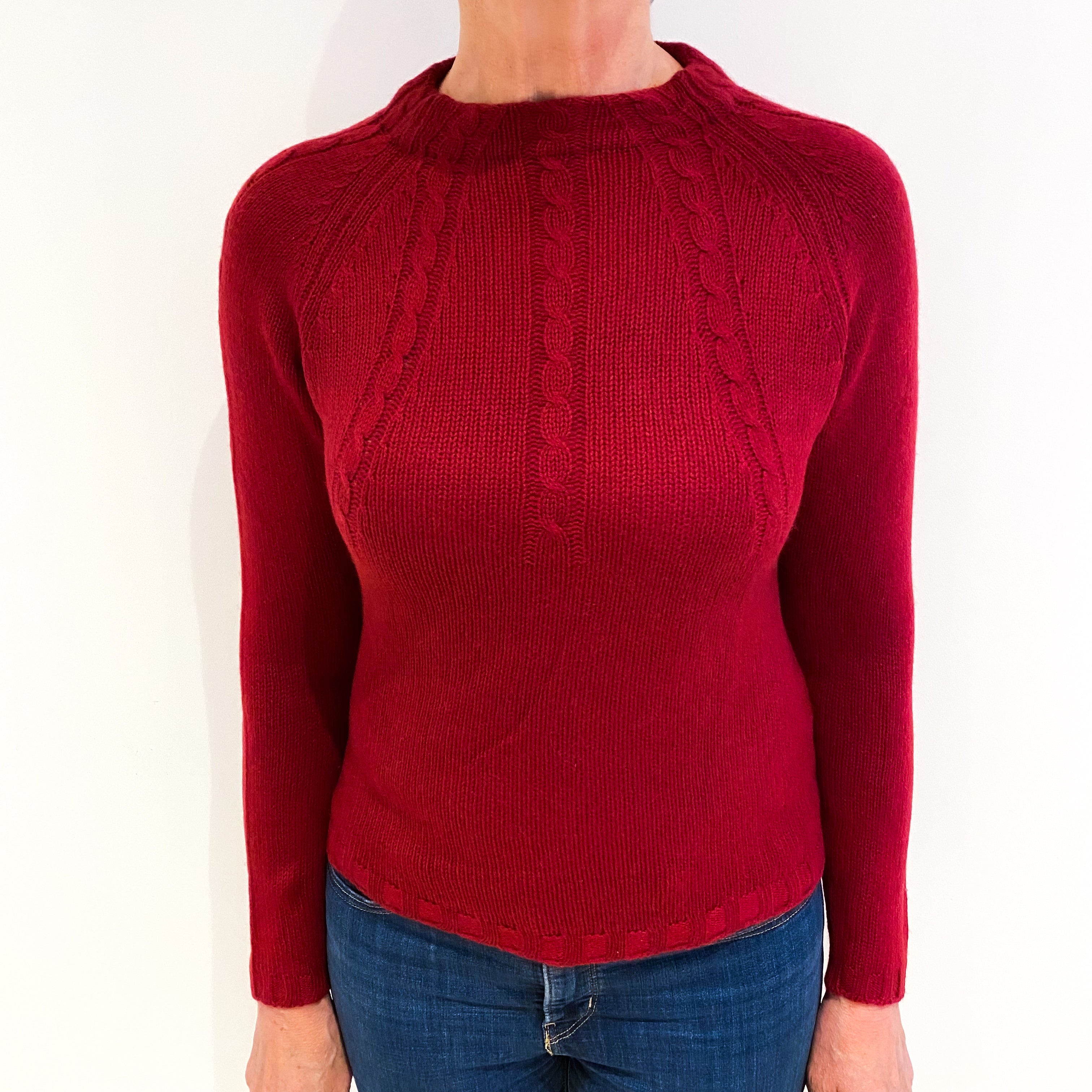 Maroon Red Cashmere Turtle Neck Jumper Medium