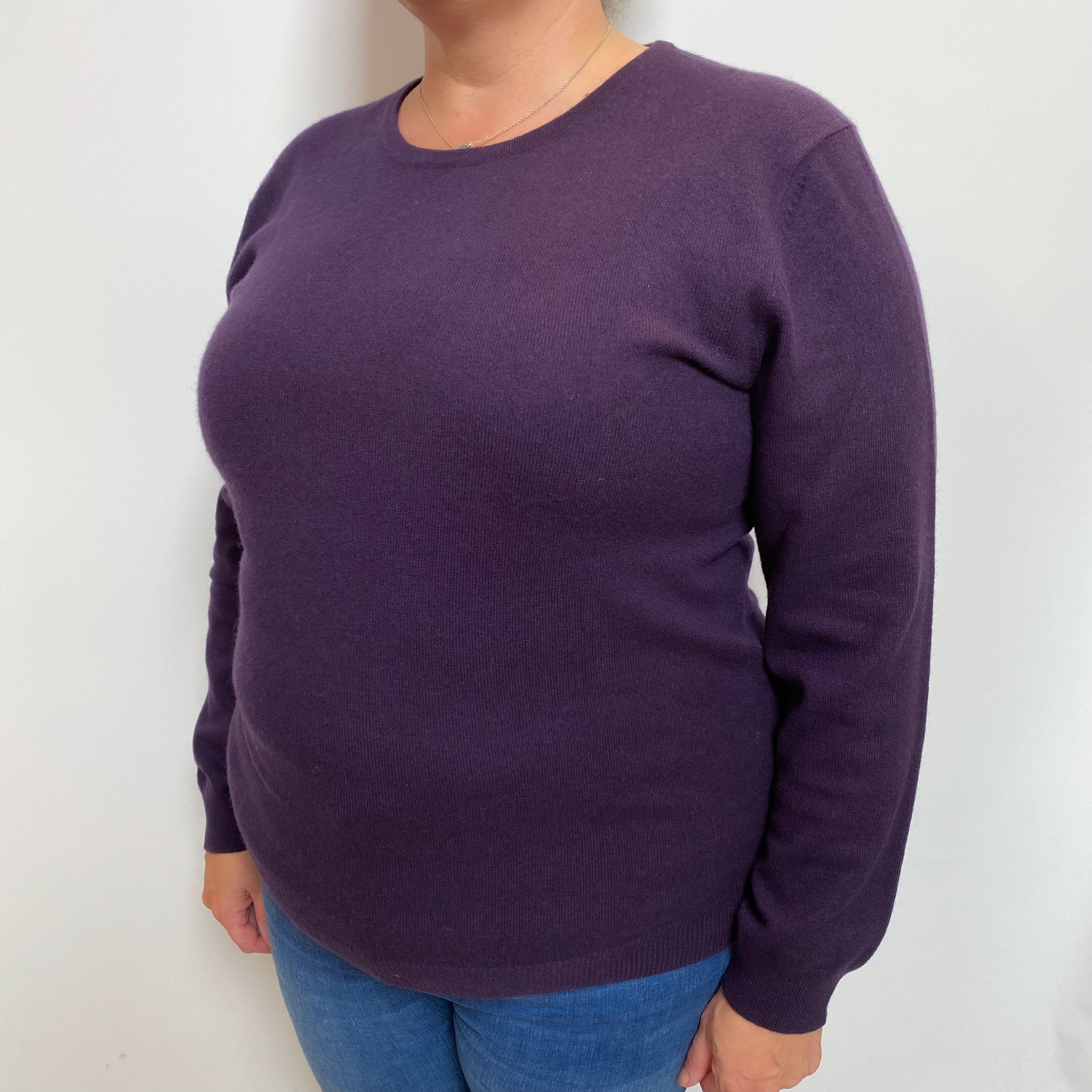Deep Purple Cashmere Crew Neck Jumper Extra Large