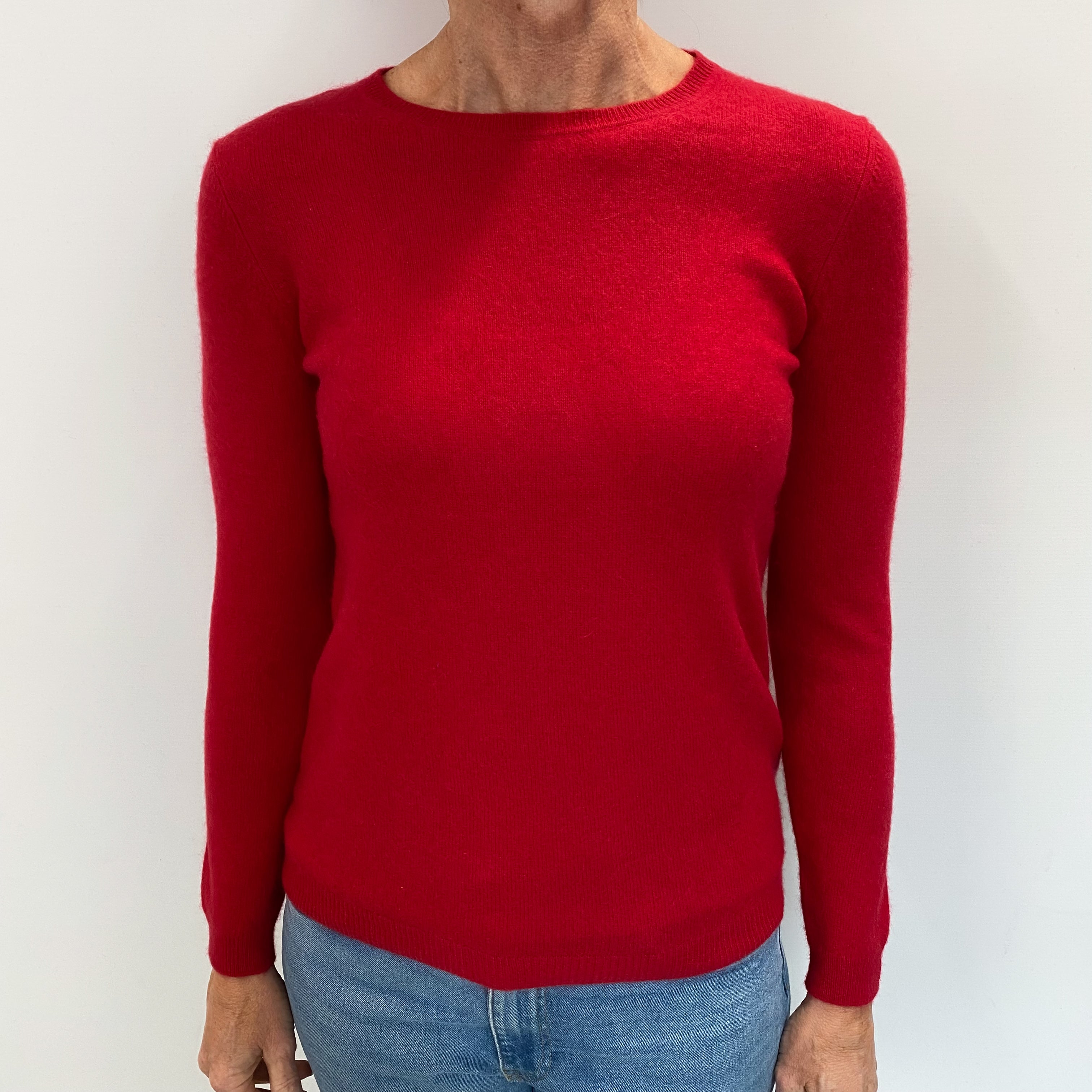 Crimson Red Cashmere Crew Neck Jumper Small