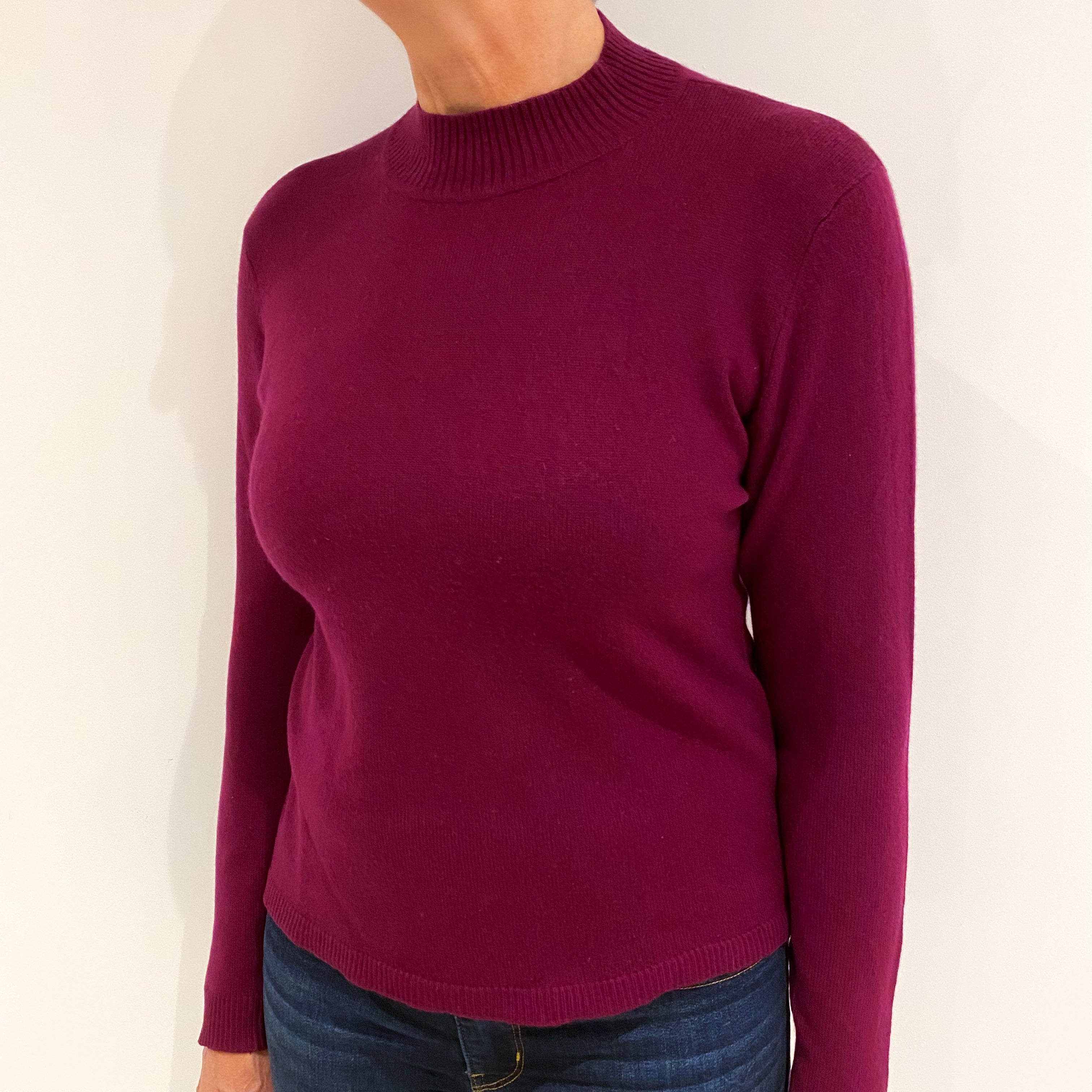 Mulberry Purple Cashmere Turtle Neck Jumper Medium