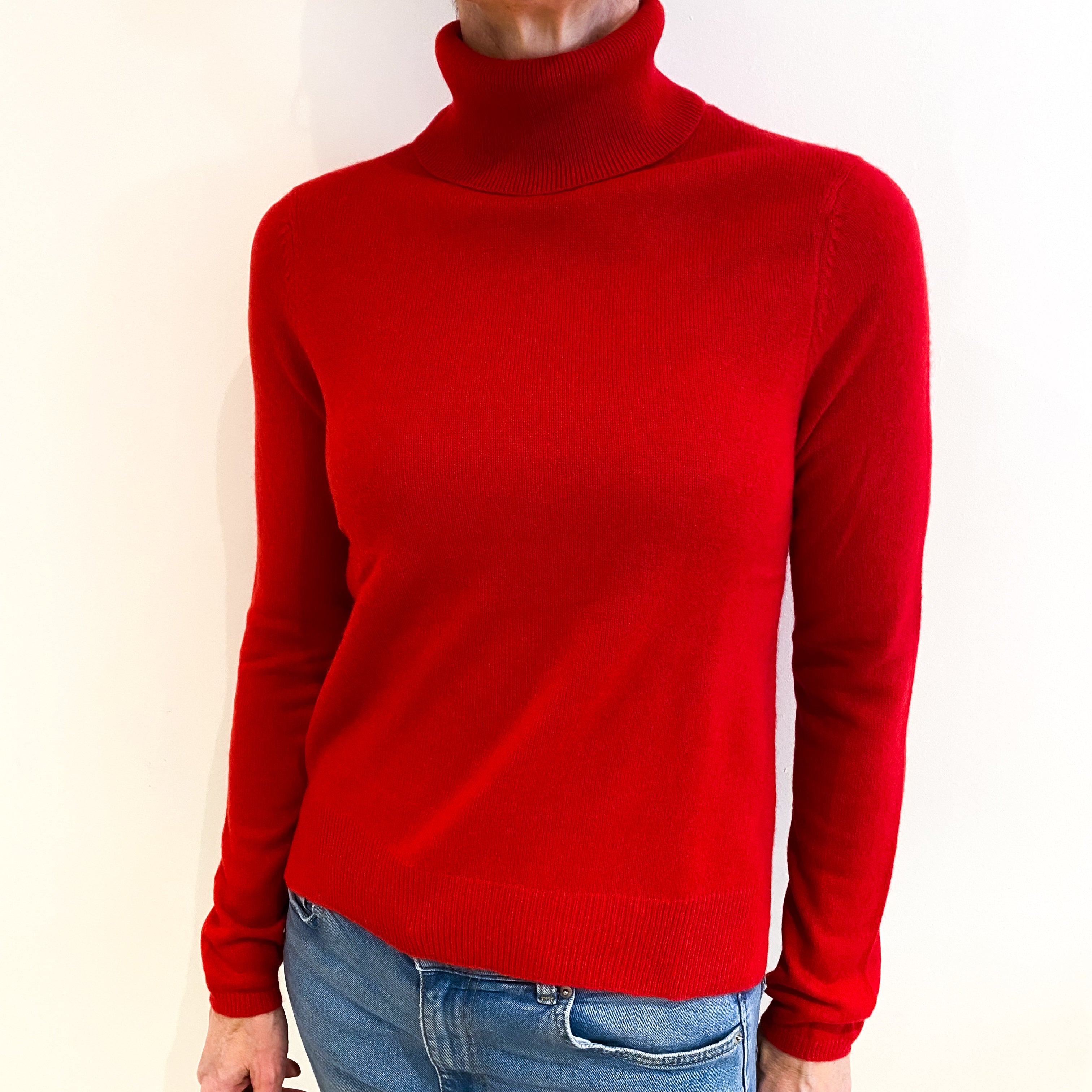 Phoenix Red Cashmere Polo Neck Jumper Small