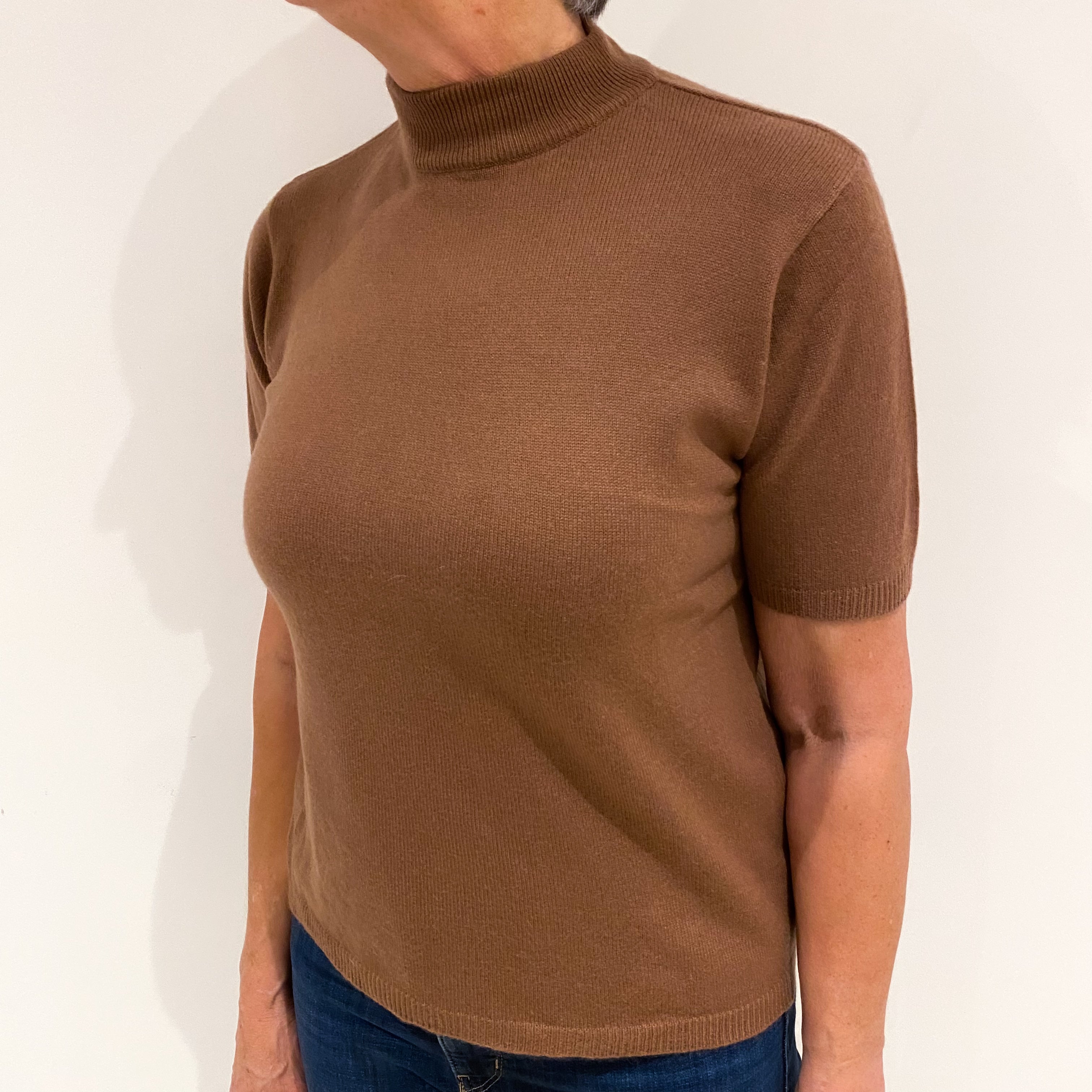 Butter-Scotch Brown Cashmere Turtle Neck Jumper Medium