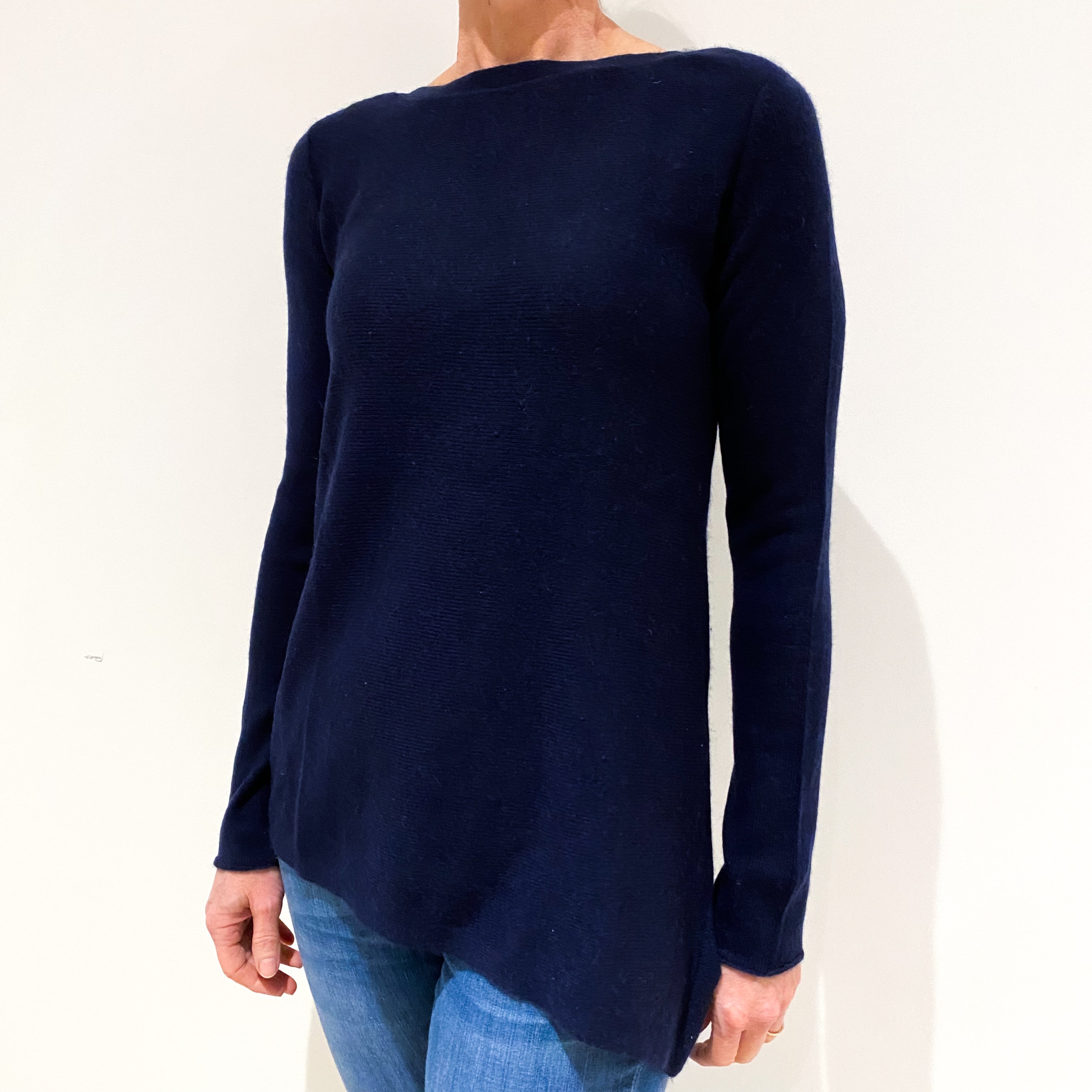 Navy Blue Cashmere Crew Neck Jumper Small