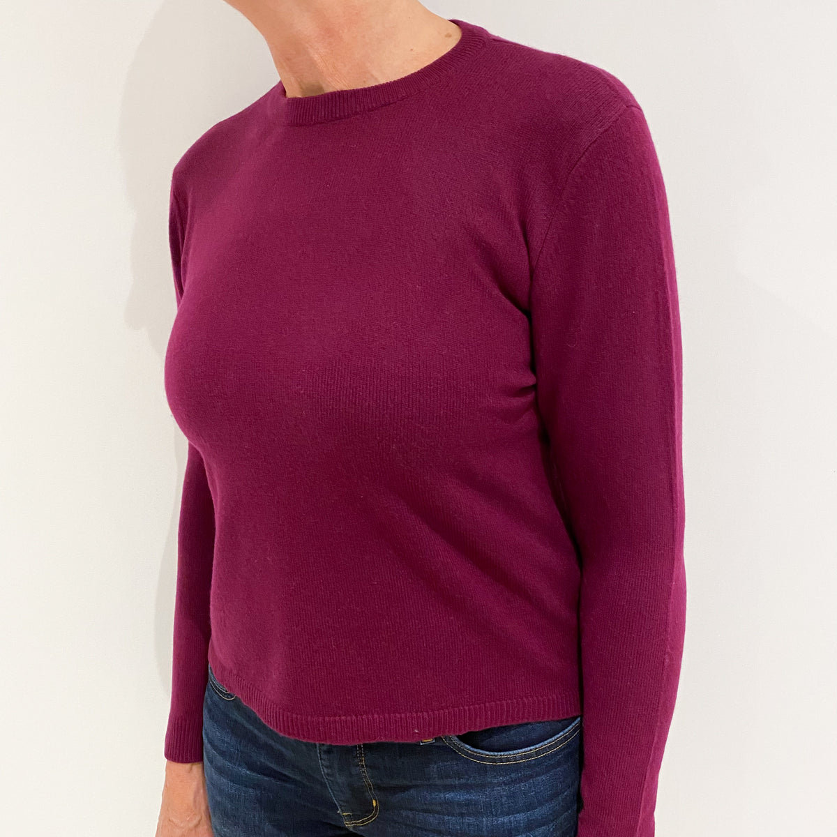 Mulberry Purple Cashmere Crew Neck Jumper Medium