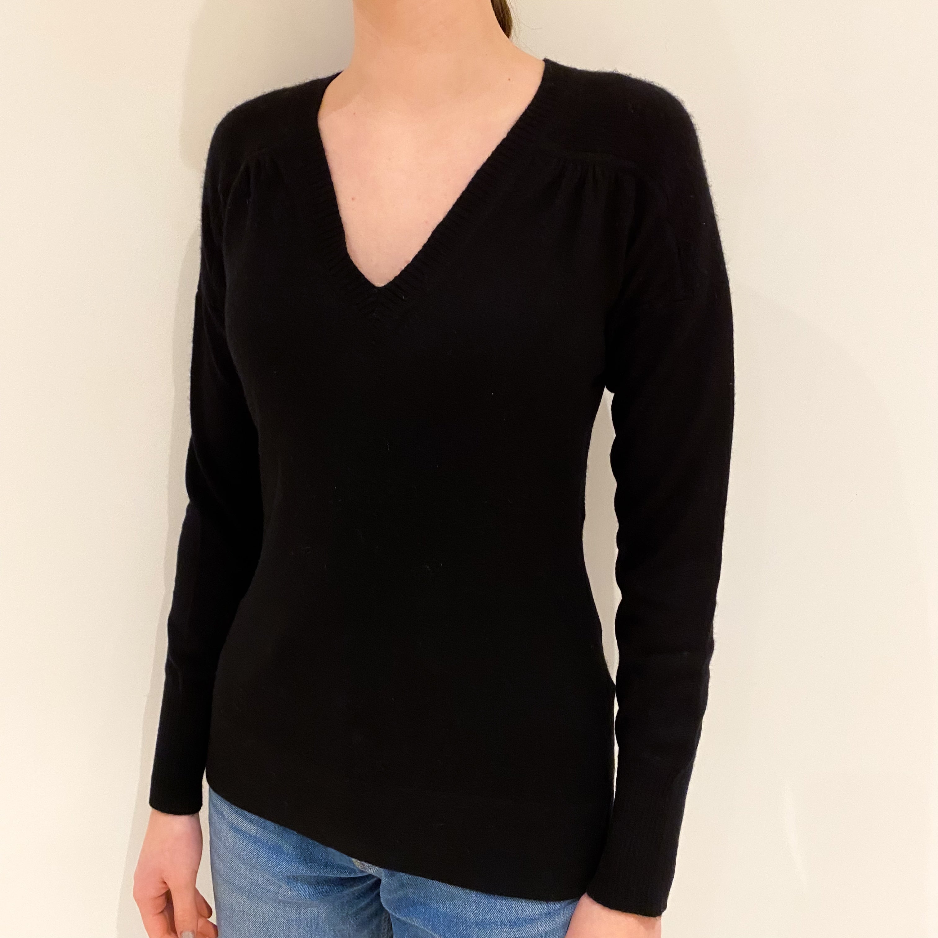 Diane Von Furstenberg Black Cashmere V Neck Jumper Extra Small