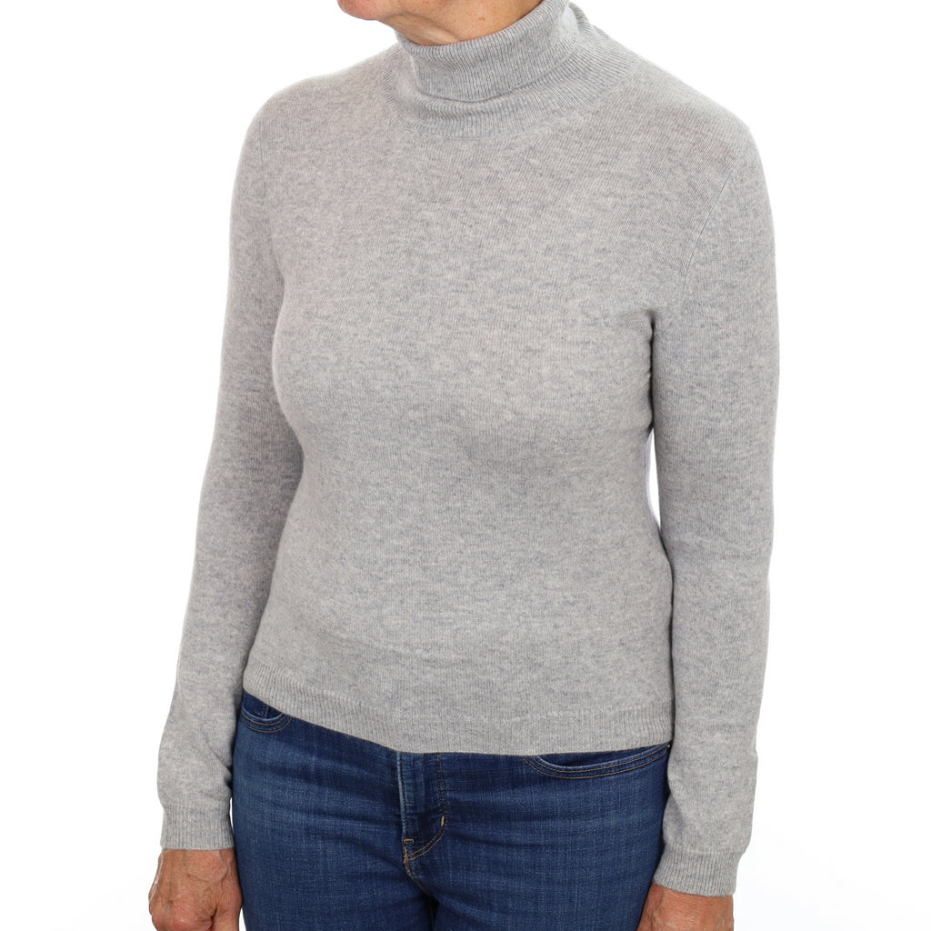 Smoke Grey Cashmere Polo Neck Jumper Medium