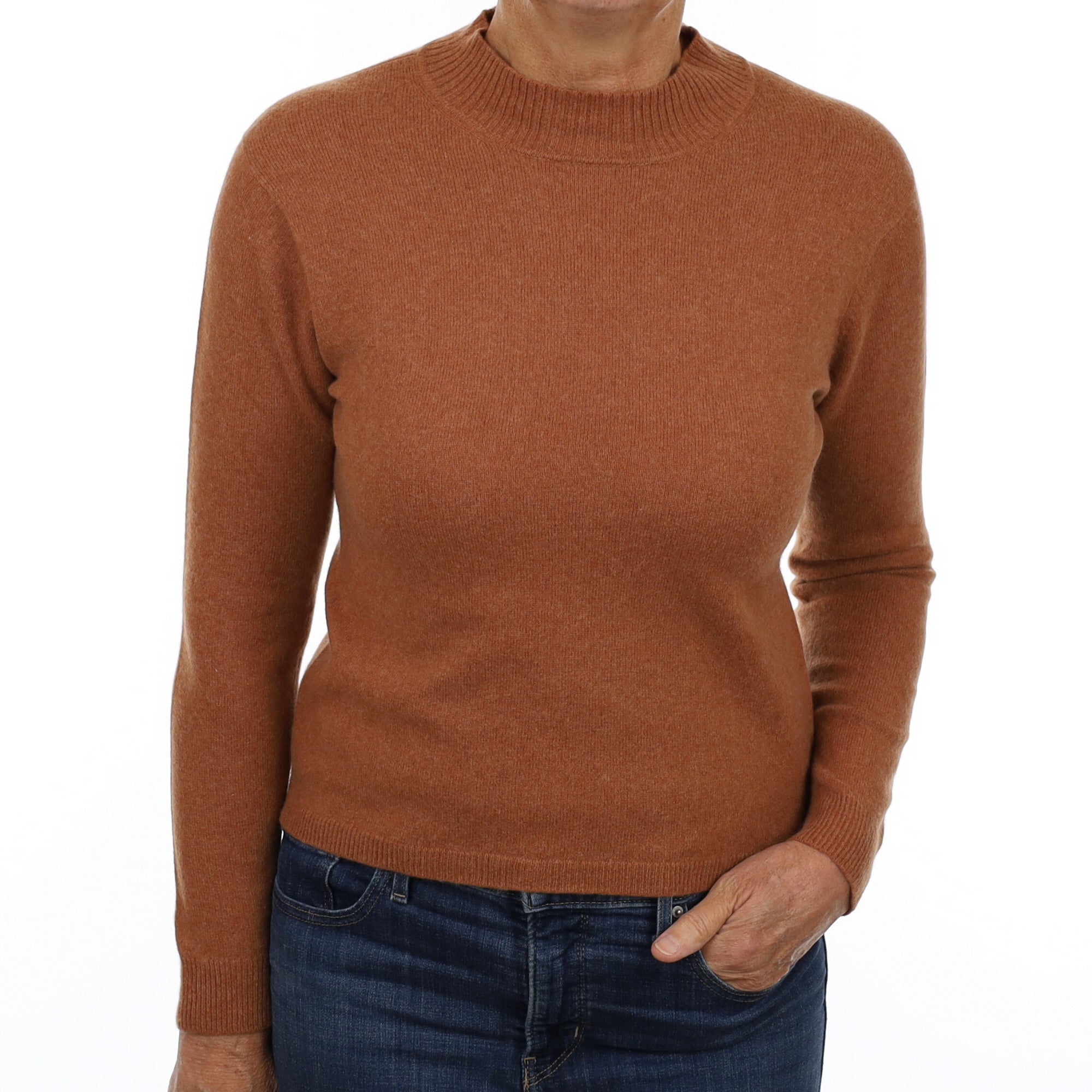 Cinnamon Brown Cashmere Turtle Neck Jumper Medium