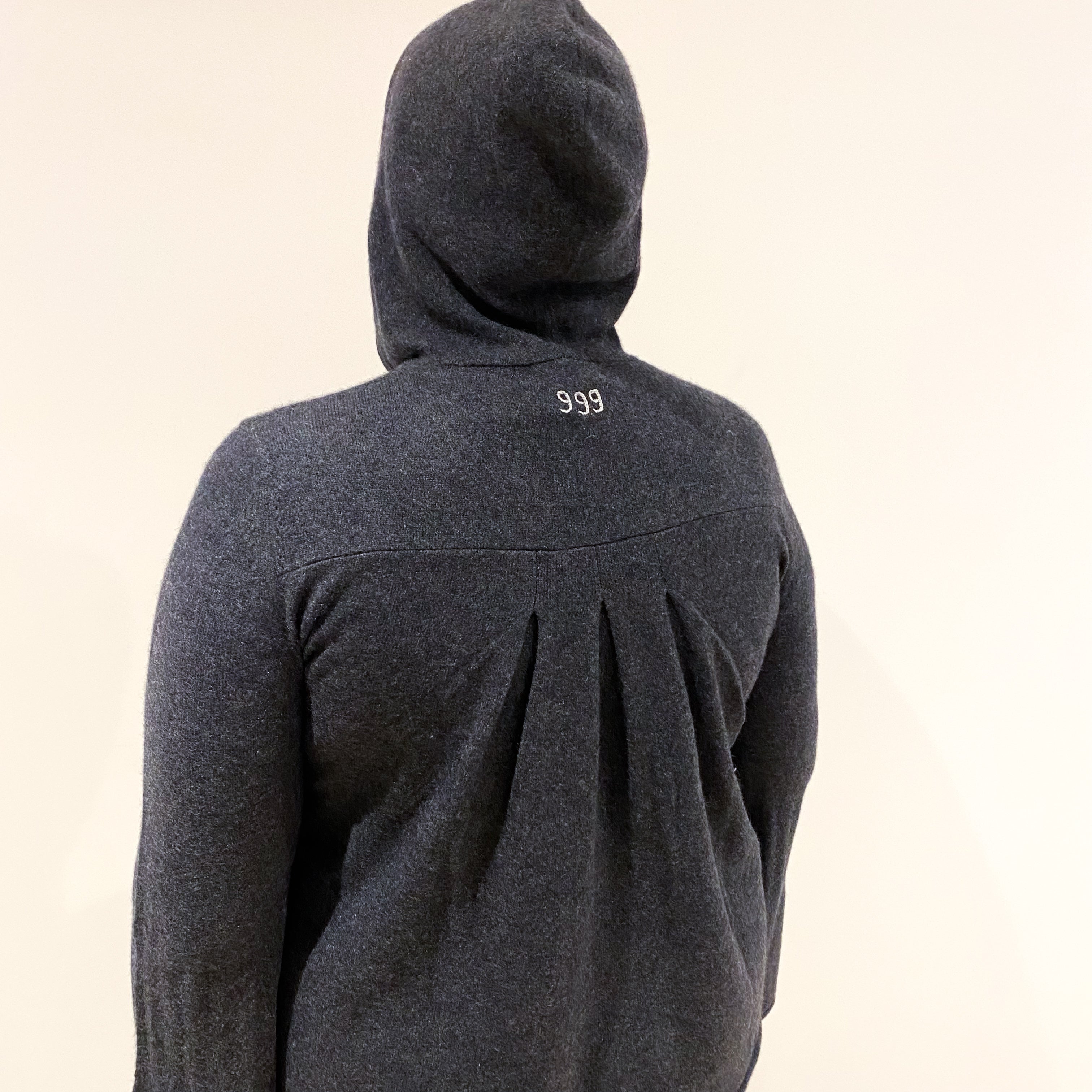 Slate Grey Cashmere Hooded Jumper Extra Large