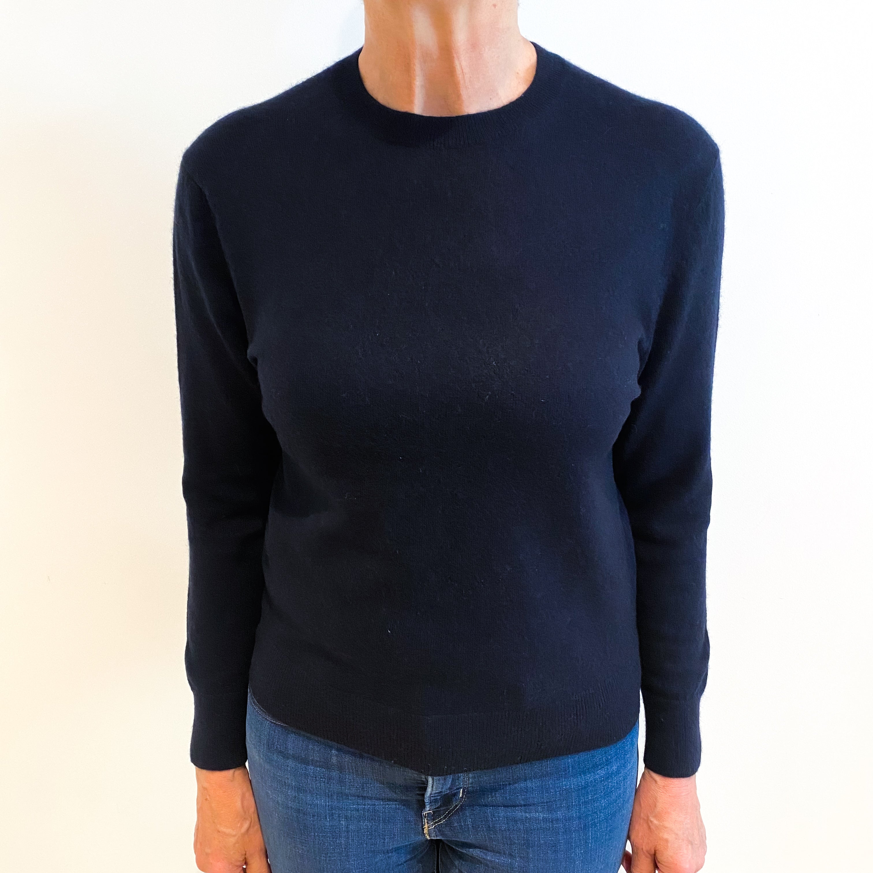 Navy Blue Cashmere Crew Neck Jumper Medium