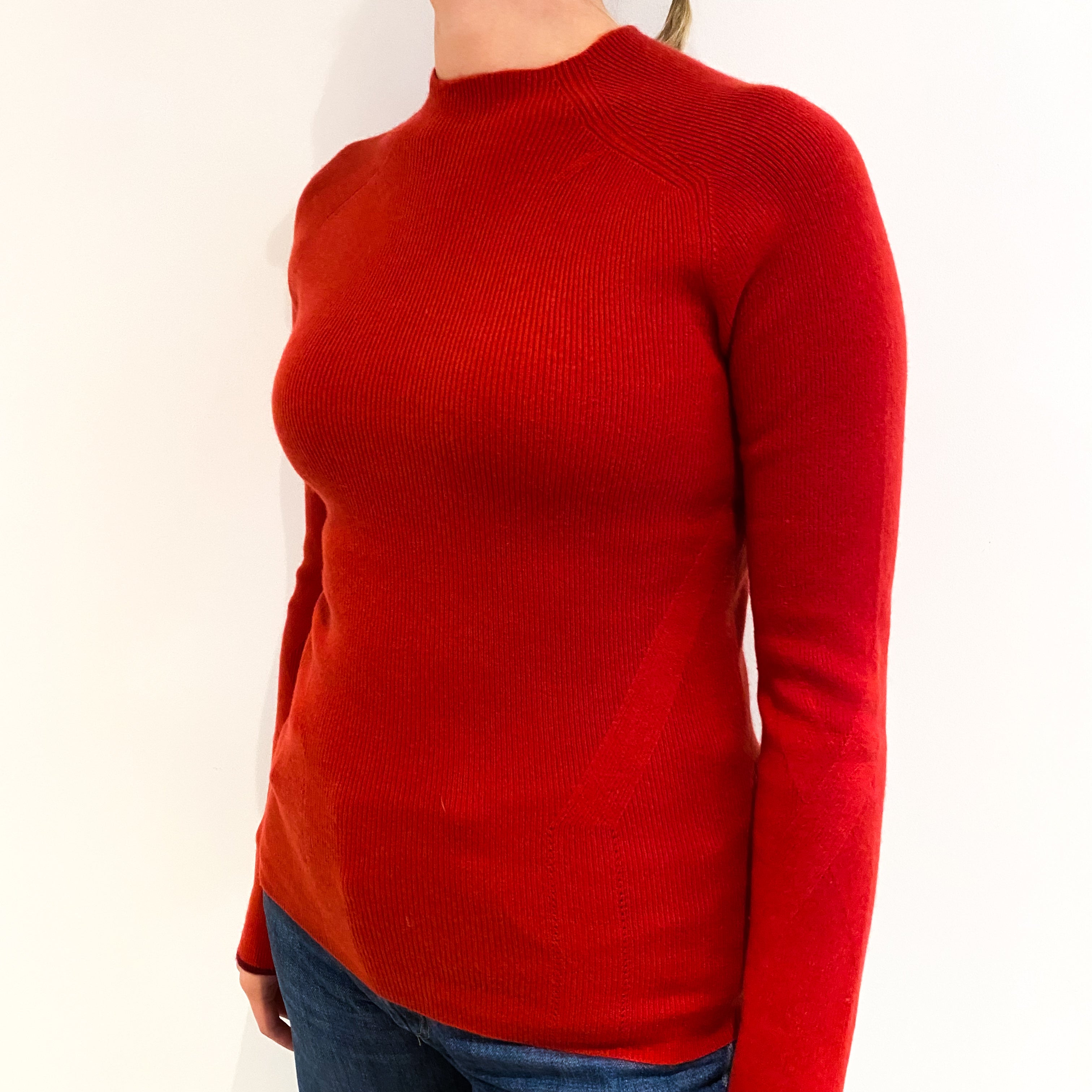 Rag & Bone Berry Red Cashmere Rib Turtle Neck Jumper Small