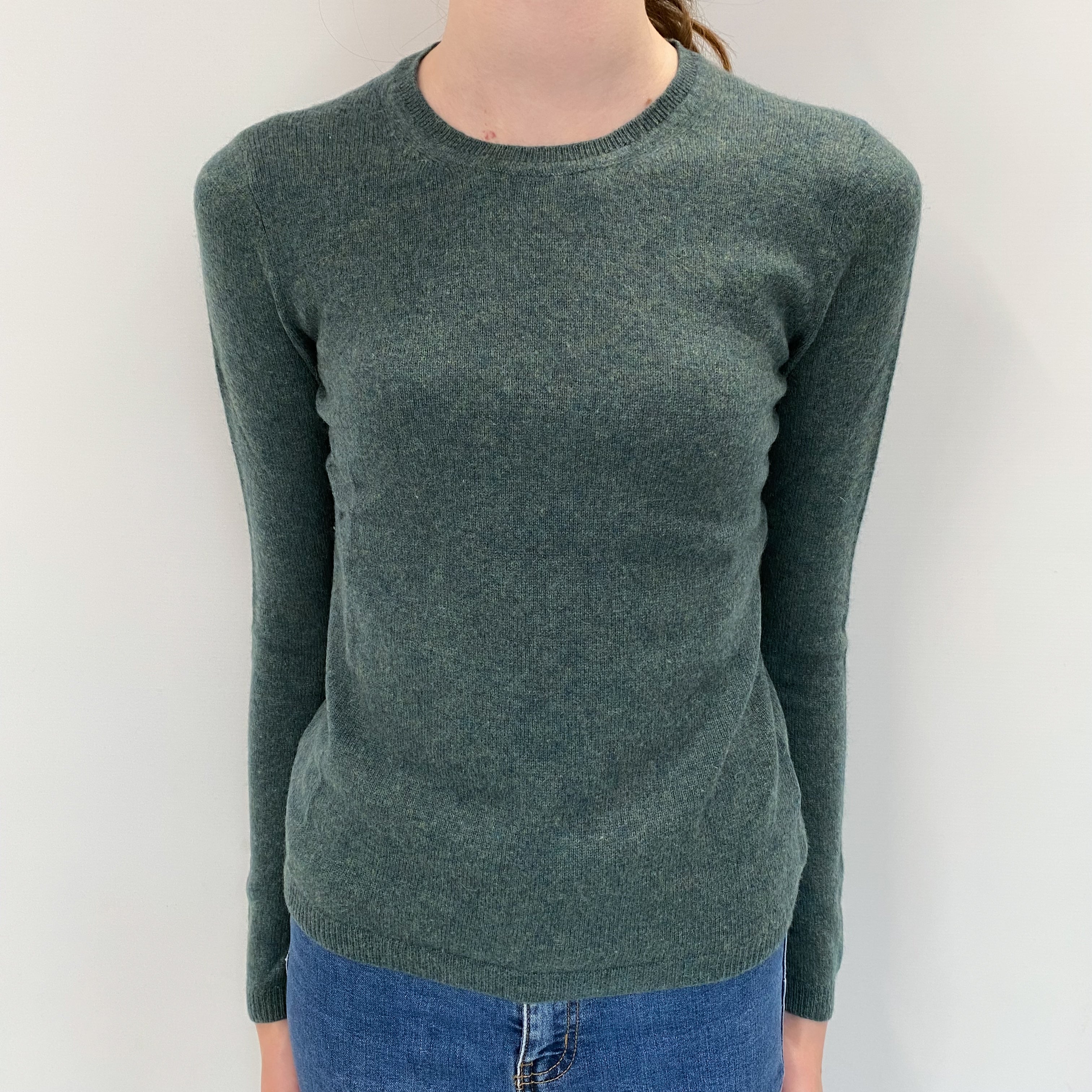 Spruce Green Cashmere Crew Neck Jumper Extra Small