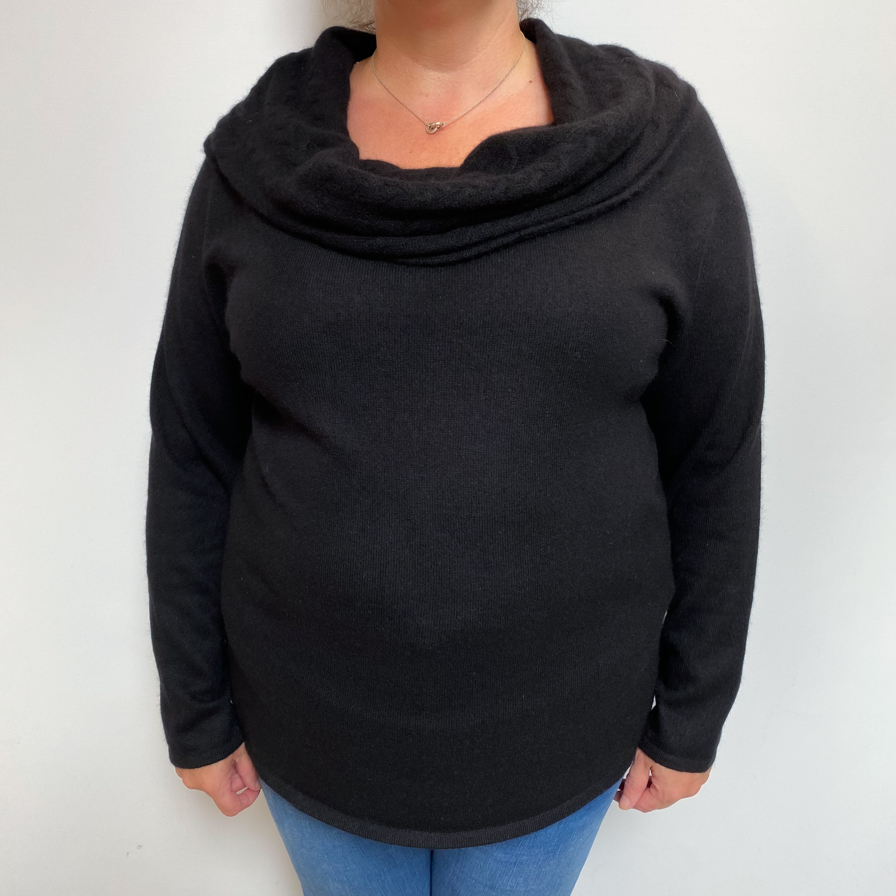 Black Cashmere Cowl Neck Jumper Extra Large