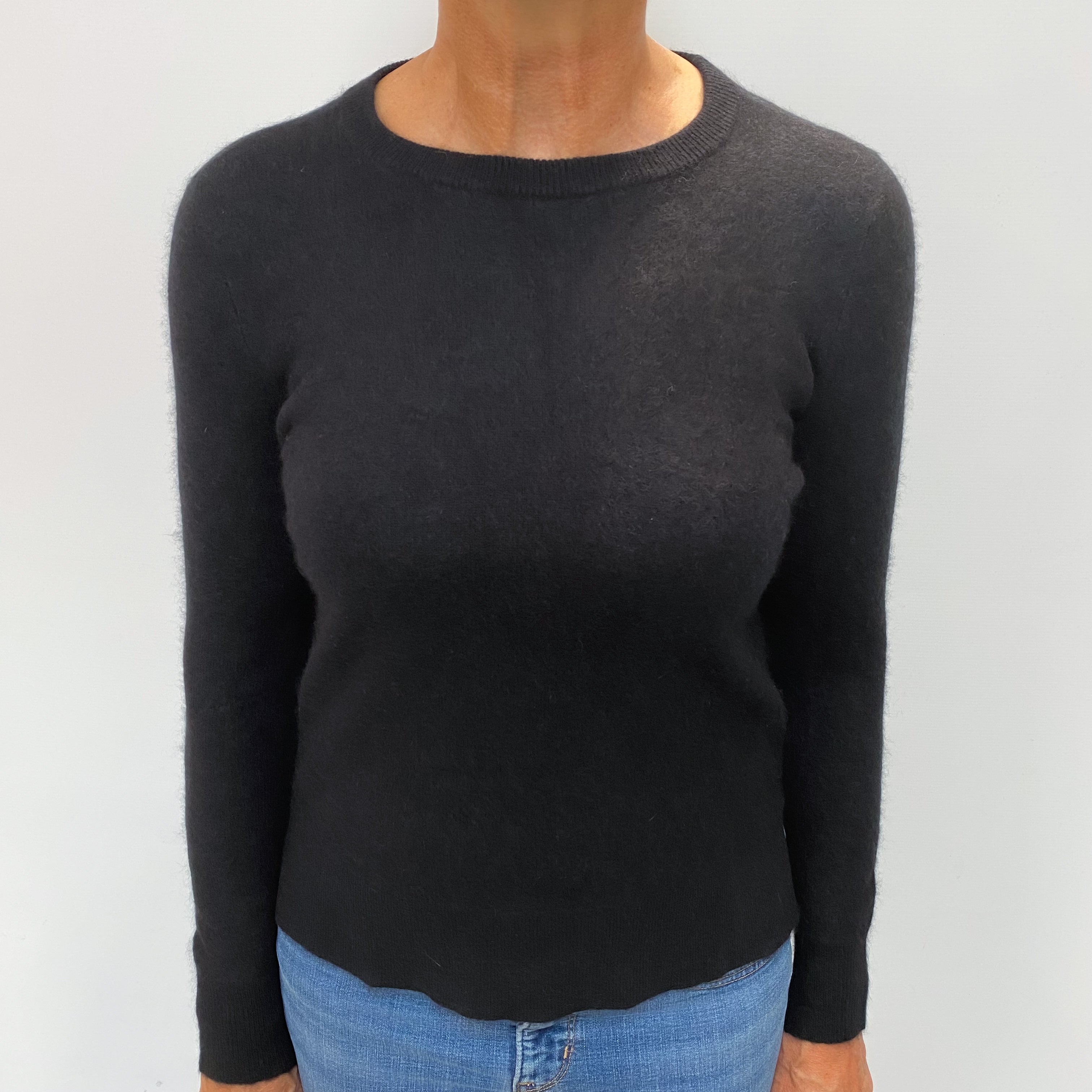 Black Cashmere Crew Neck Jumper Medium