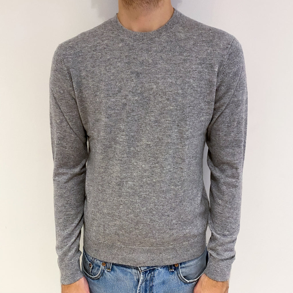 Men's Smoke Grey Cashmere Crew Neck Jumper Medium