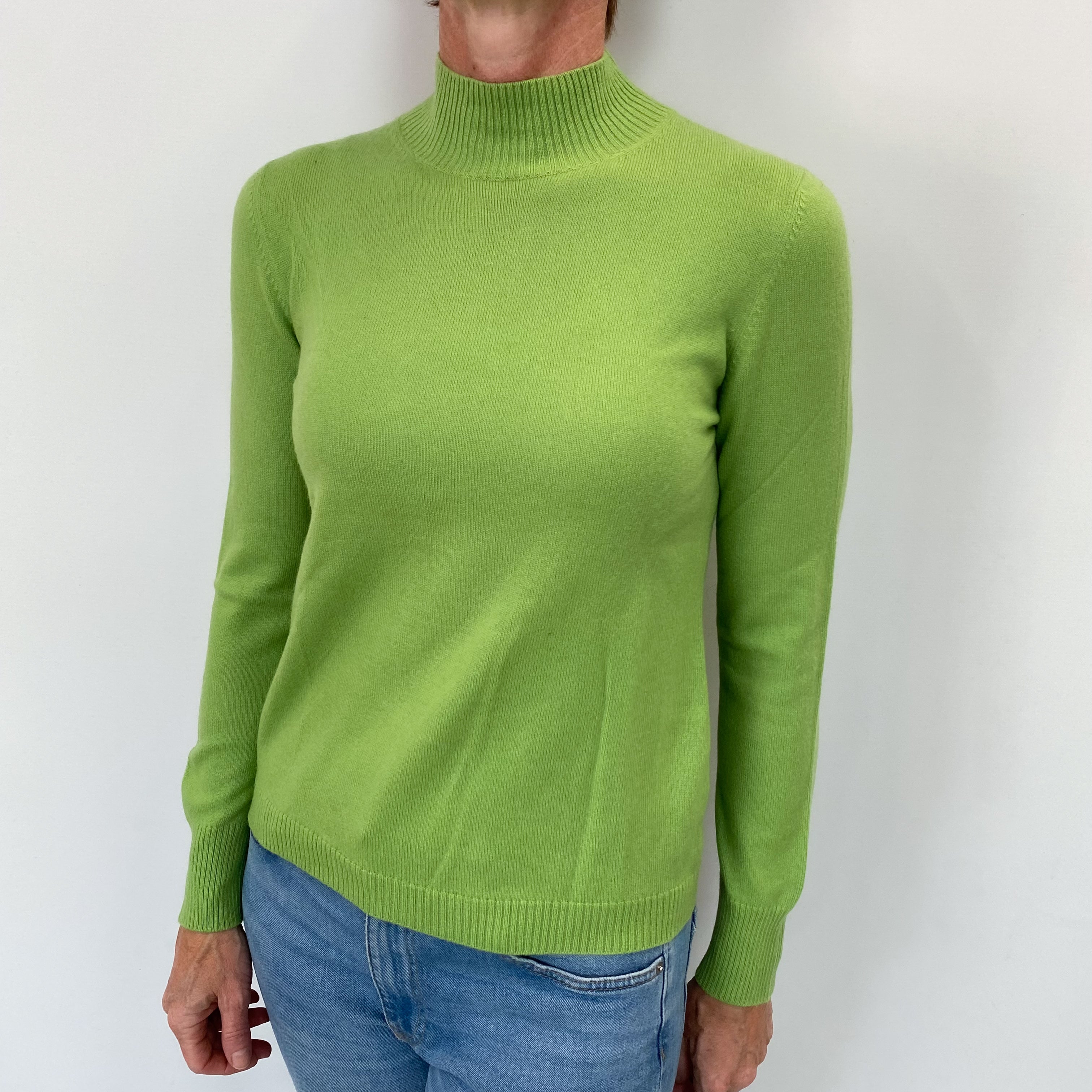 Pear Green Cashmere Turtle Neck Jumper Small
