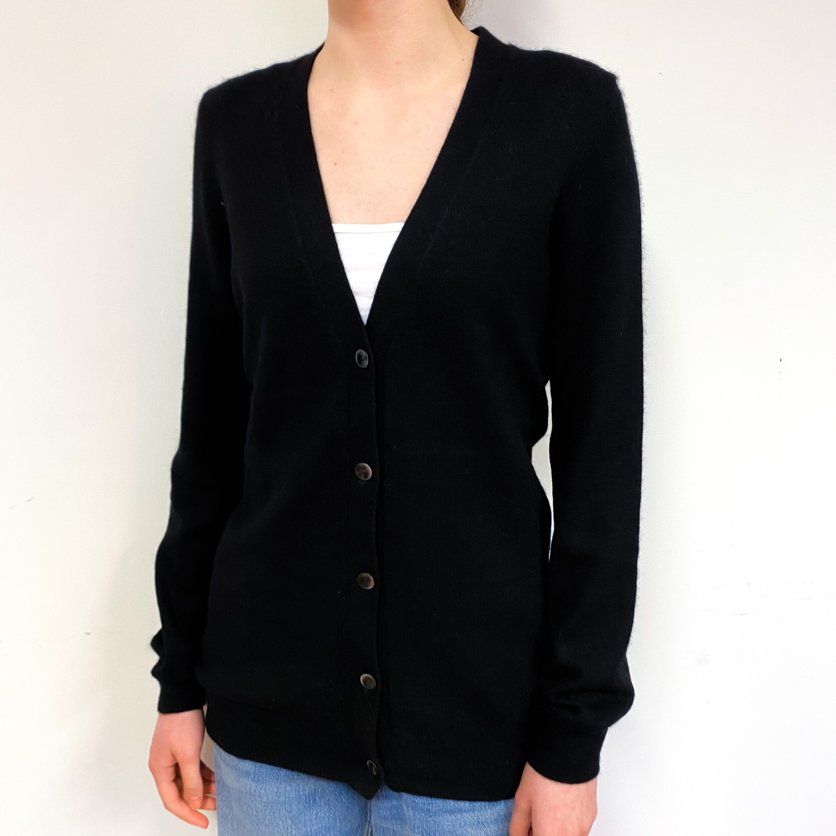 Black Cashmere V-Neck Cardigan Extra Small