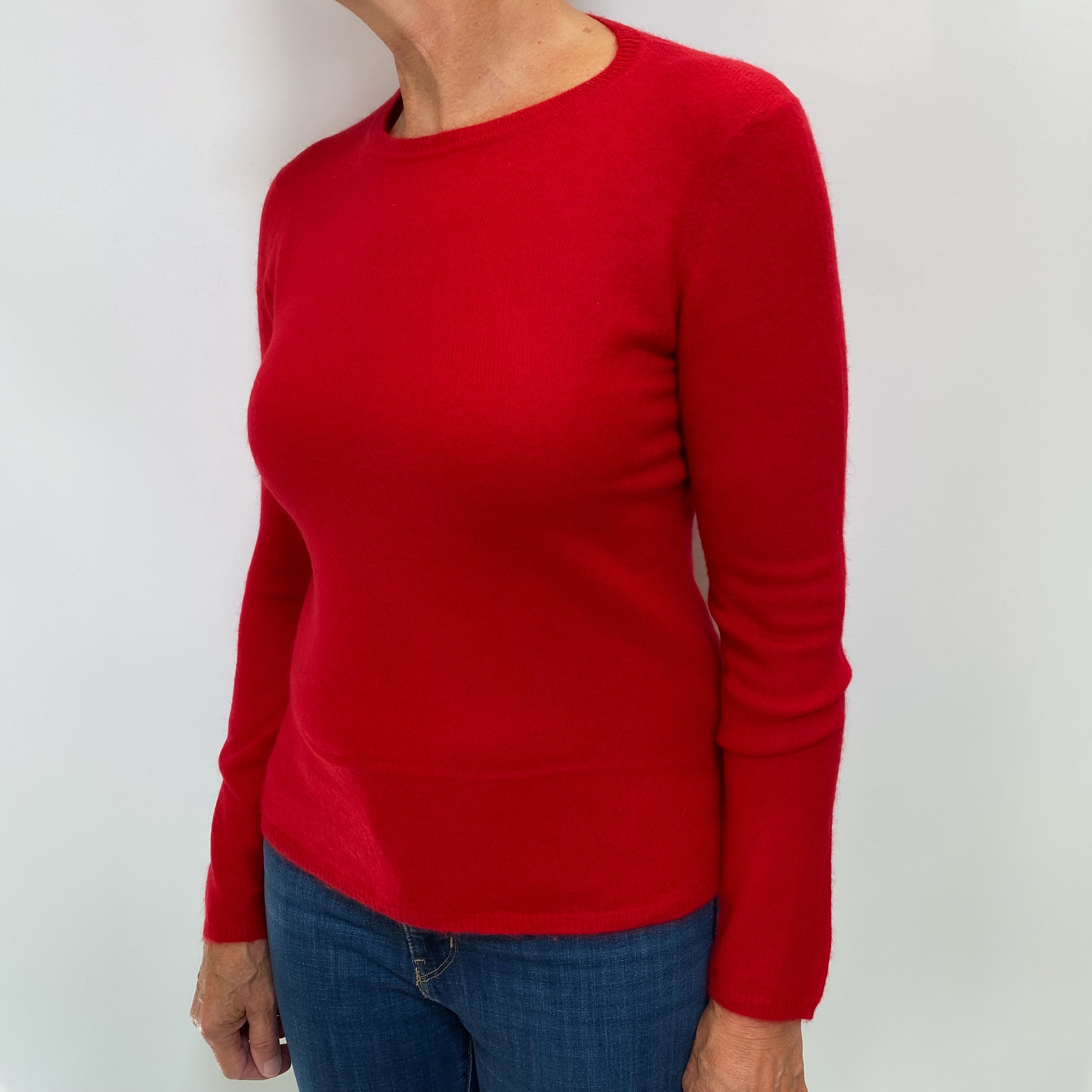 Scarlet Red Cashmere Crew Neck Jumper Medium