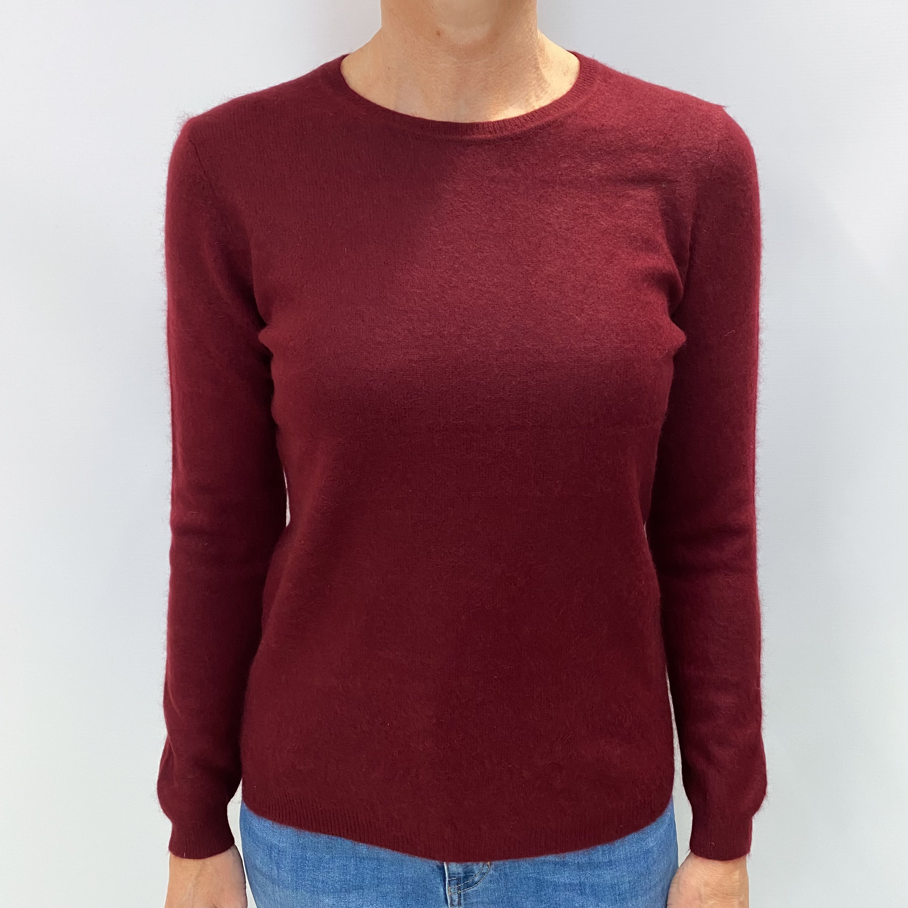 Burgundy Cashmere Crew Neck Jumper Small