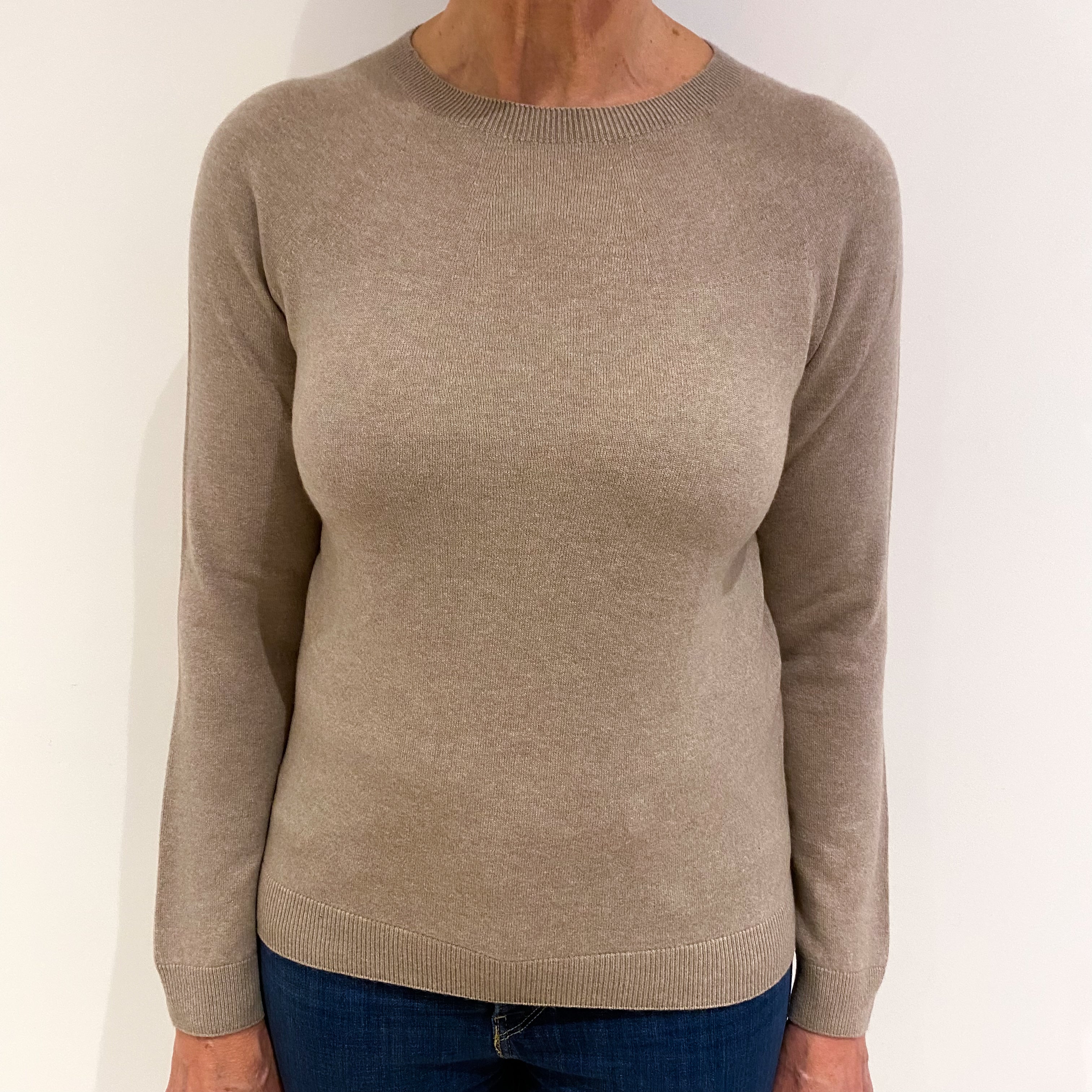 Biscuit Beige Cashmere Crew Neck Jumper Medium