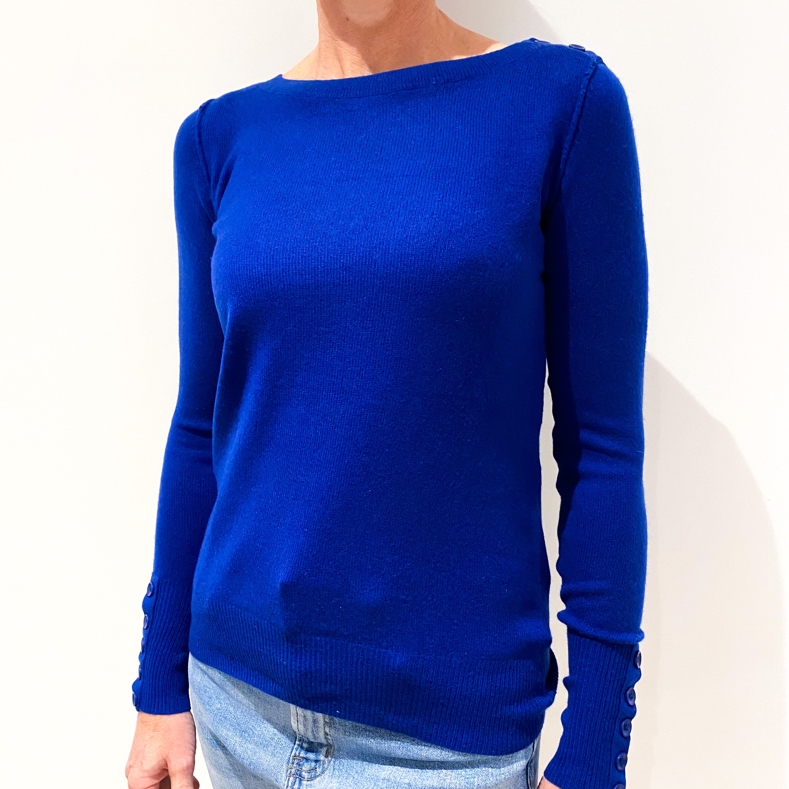 Admiral Blue Cashmere Crew Neck Jumper Small