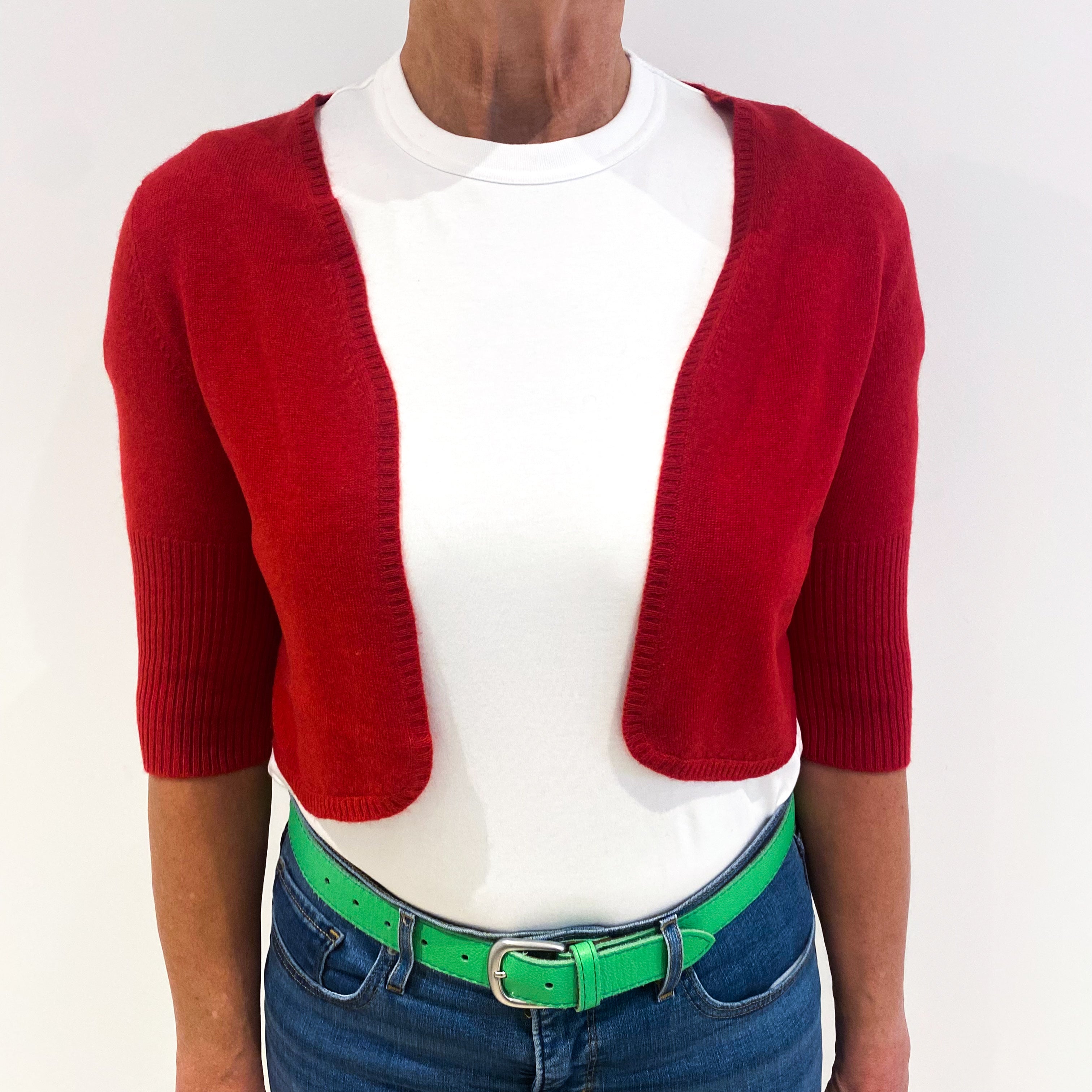 Scarlet Red Cashmere Bolero Cardigan Medium