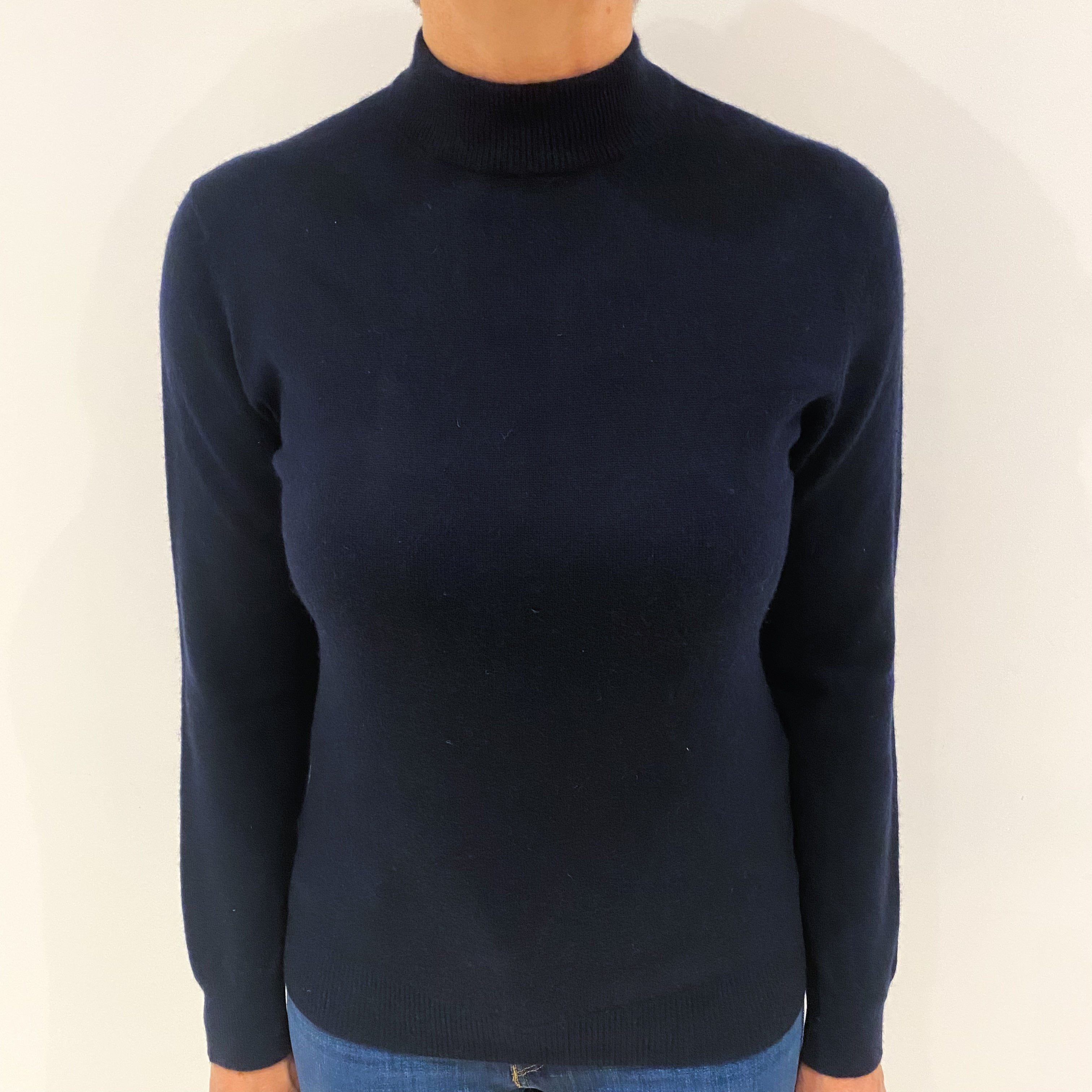 Navy Blue Cashmere Turtle Neck Jumper Medium