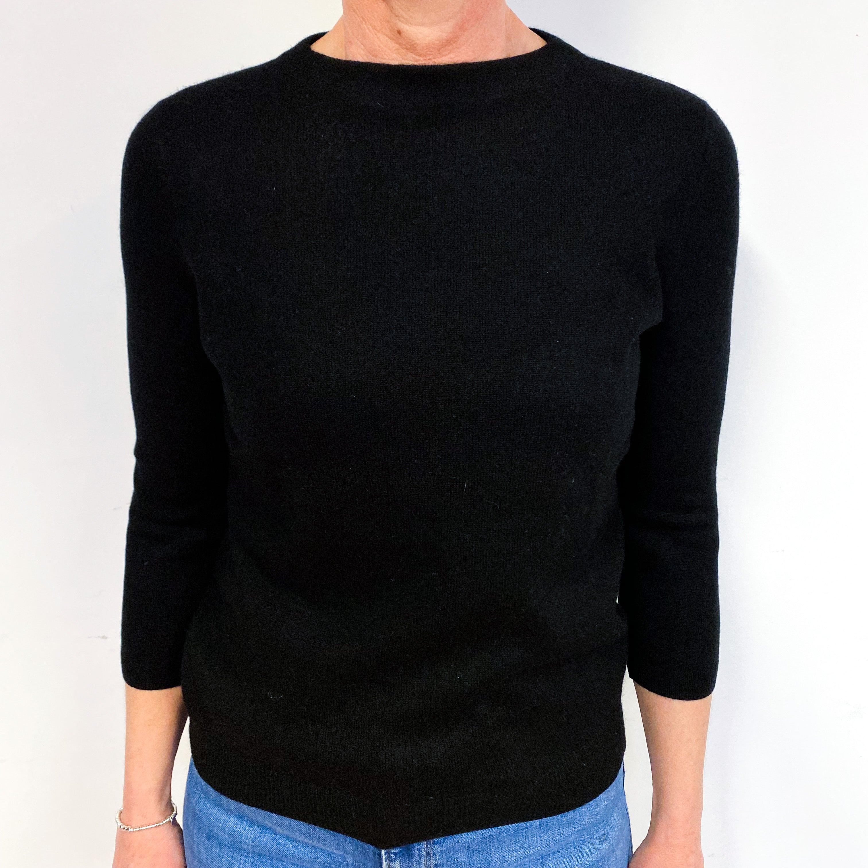 Black Cashmere Crew Neck Jumper Medium