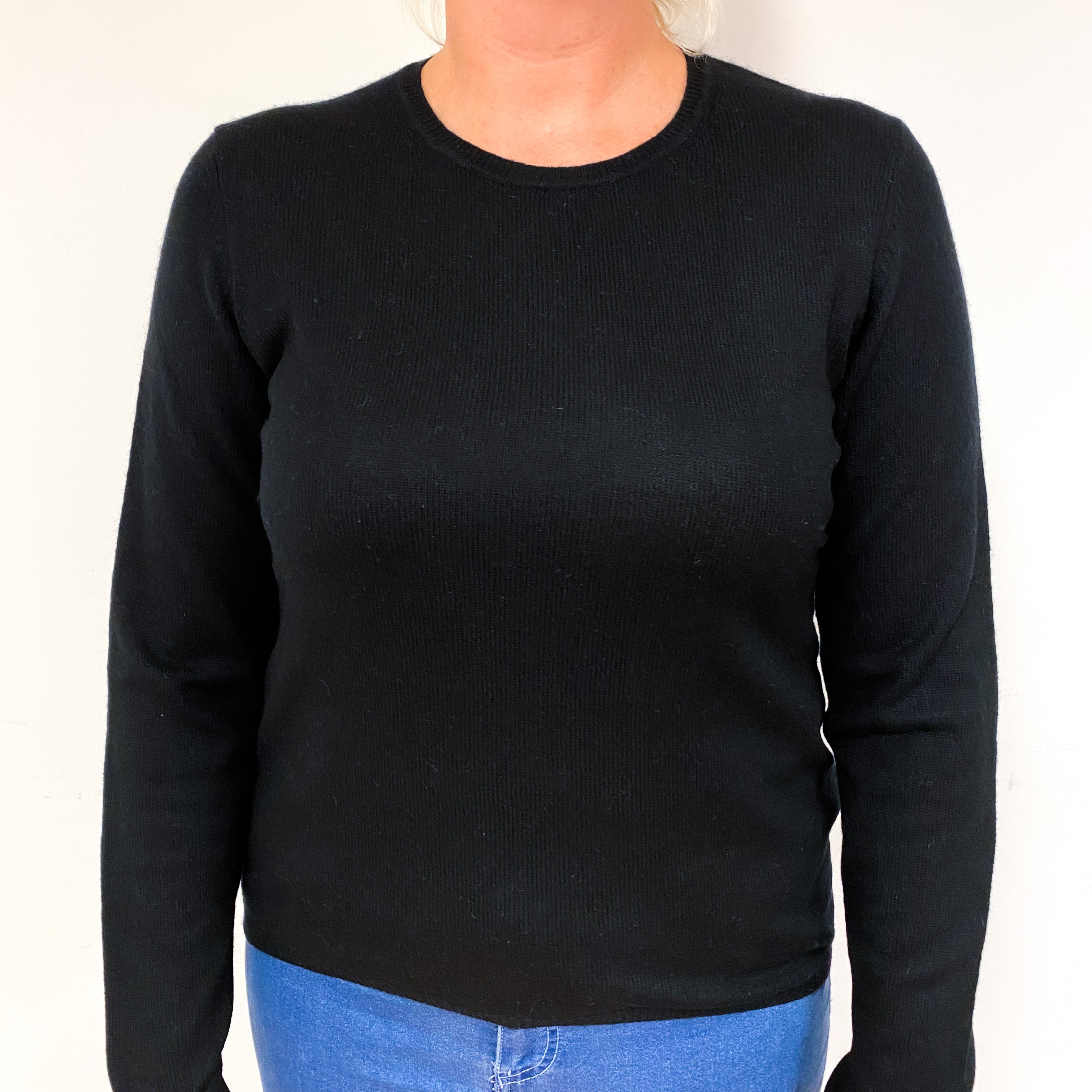 Black Cashmere Crew Neck Jumper Large
