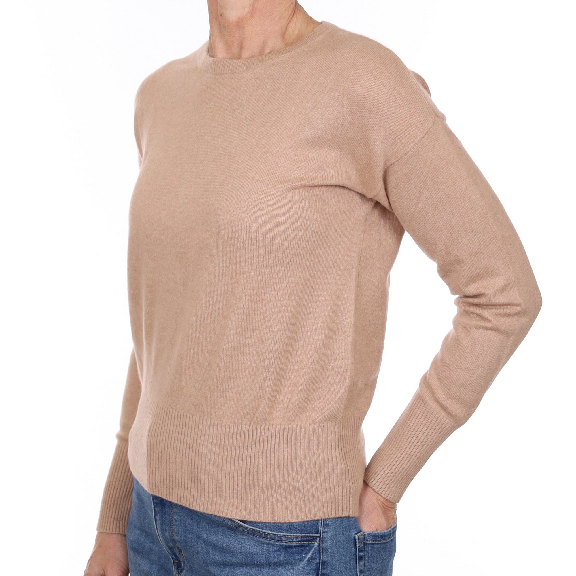 Blush Beige Cashmere Crew Neck Jumper Small