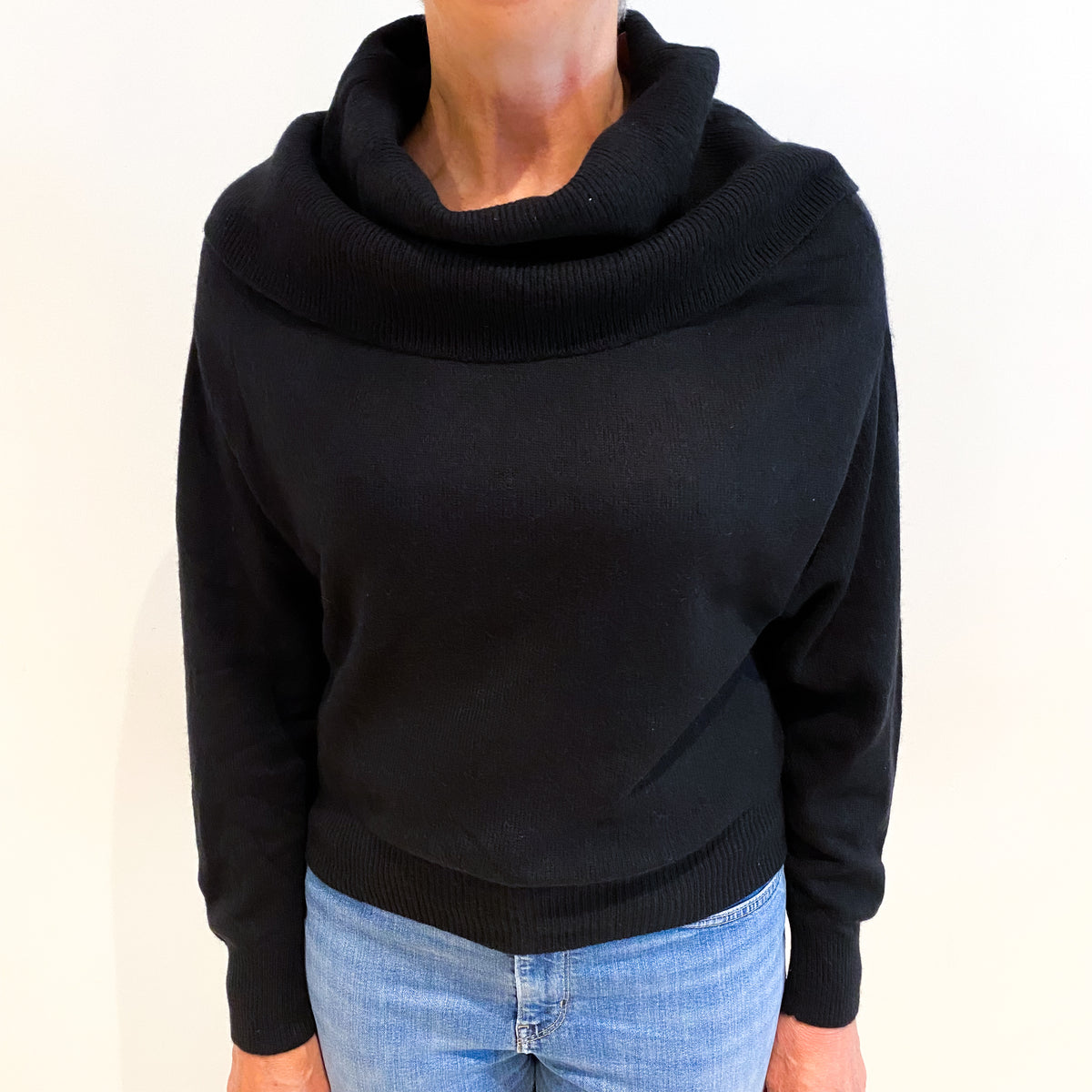 Black Cashmere Cowl Neck Jumper Medium