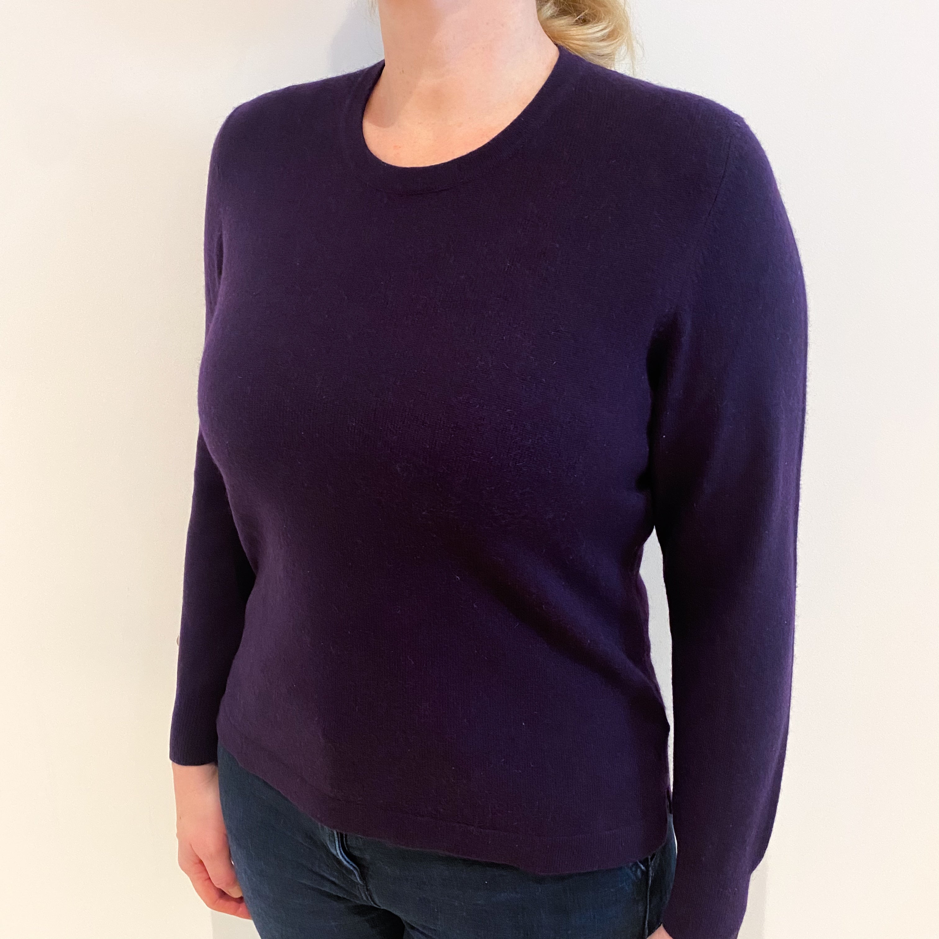 Grape Purple Cashmere Crew Neck Jumper Large