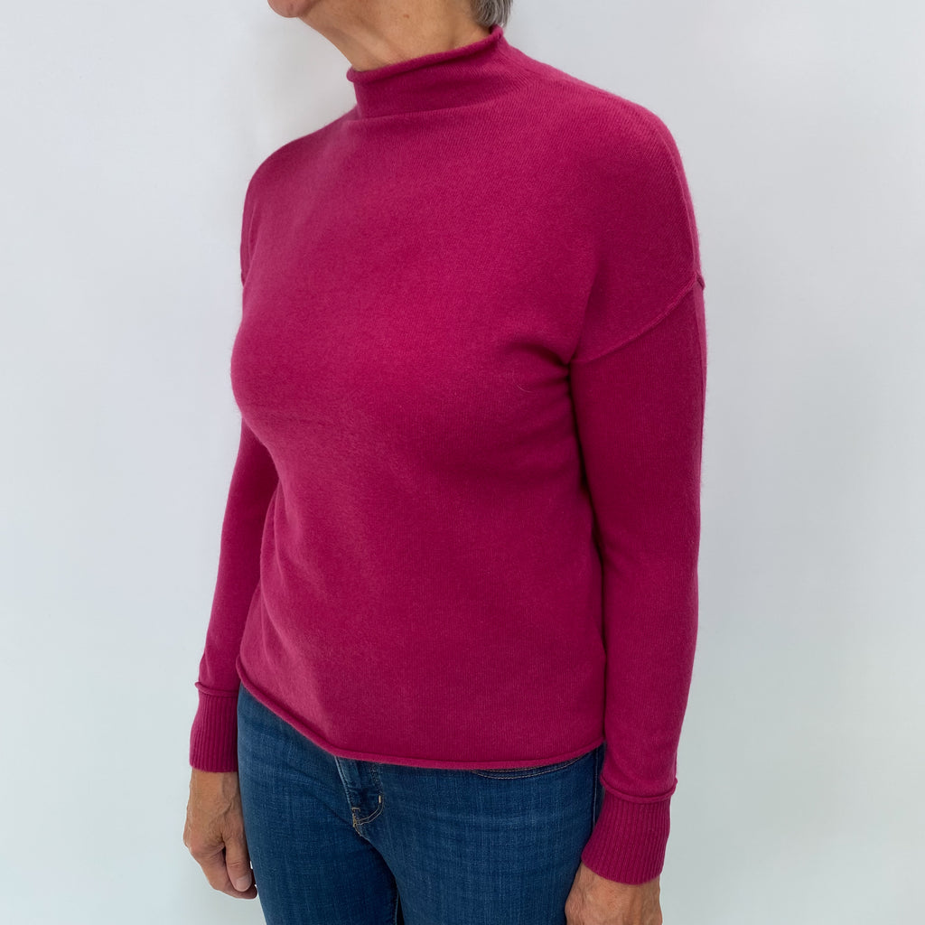 Cherry Pink Cashmere Turtle Neck Jumper Medium