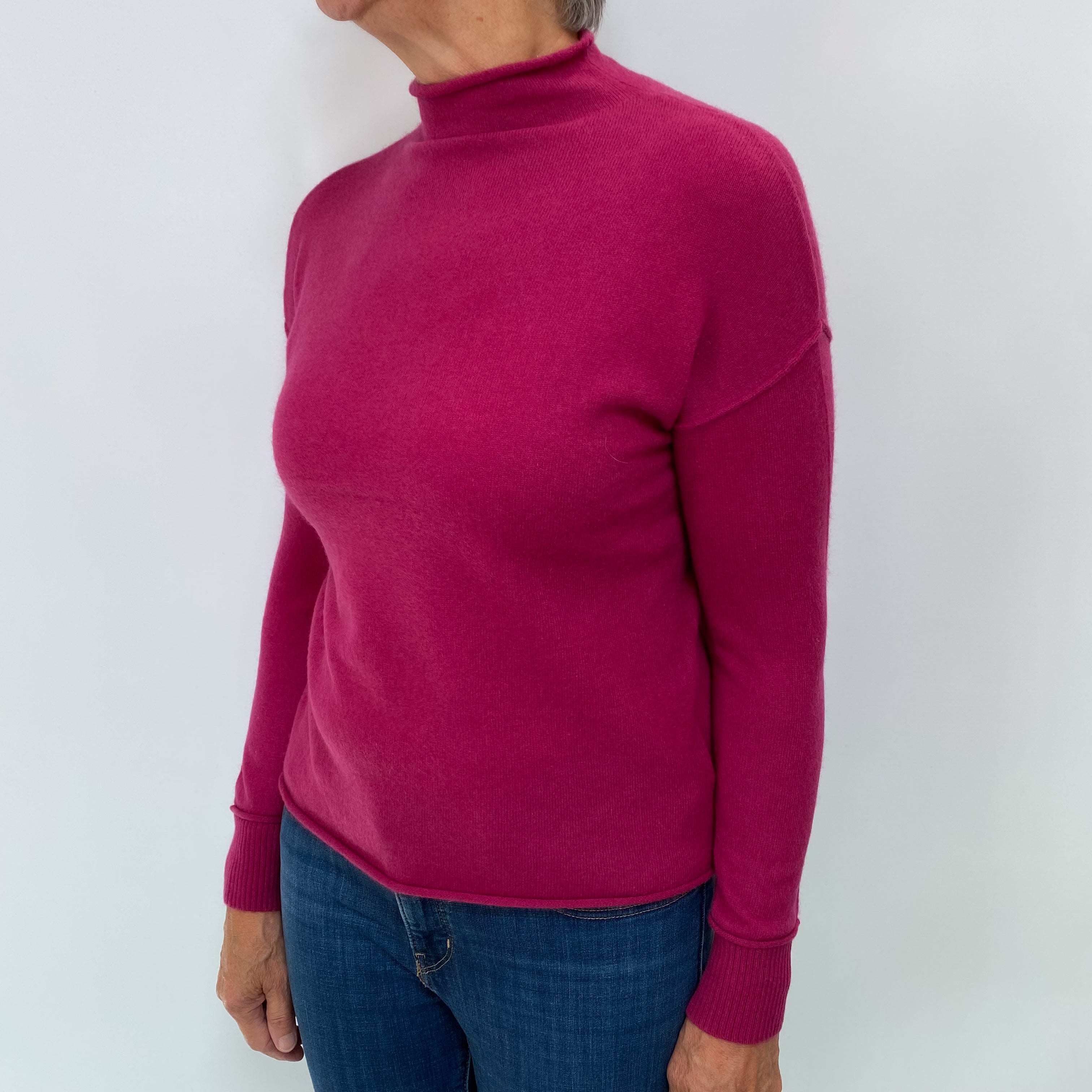 Cherry Pink Cashmere Turtle Neck Jumper Medium