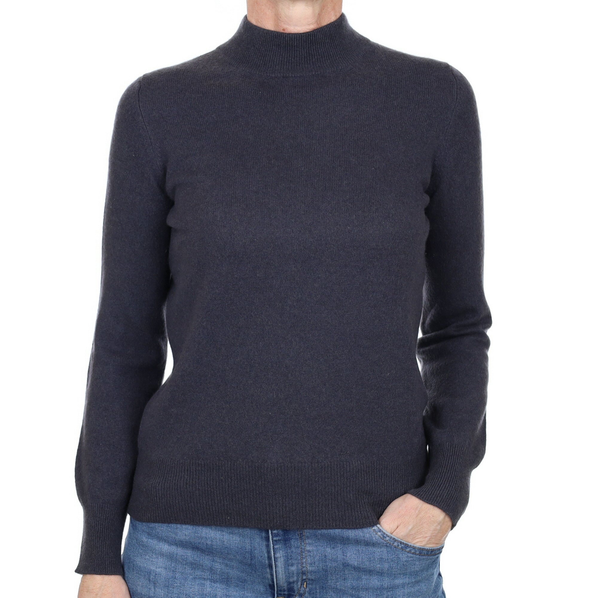 Graphite Grey Cashmere Turtle Neck Jumper Small