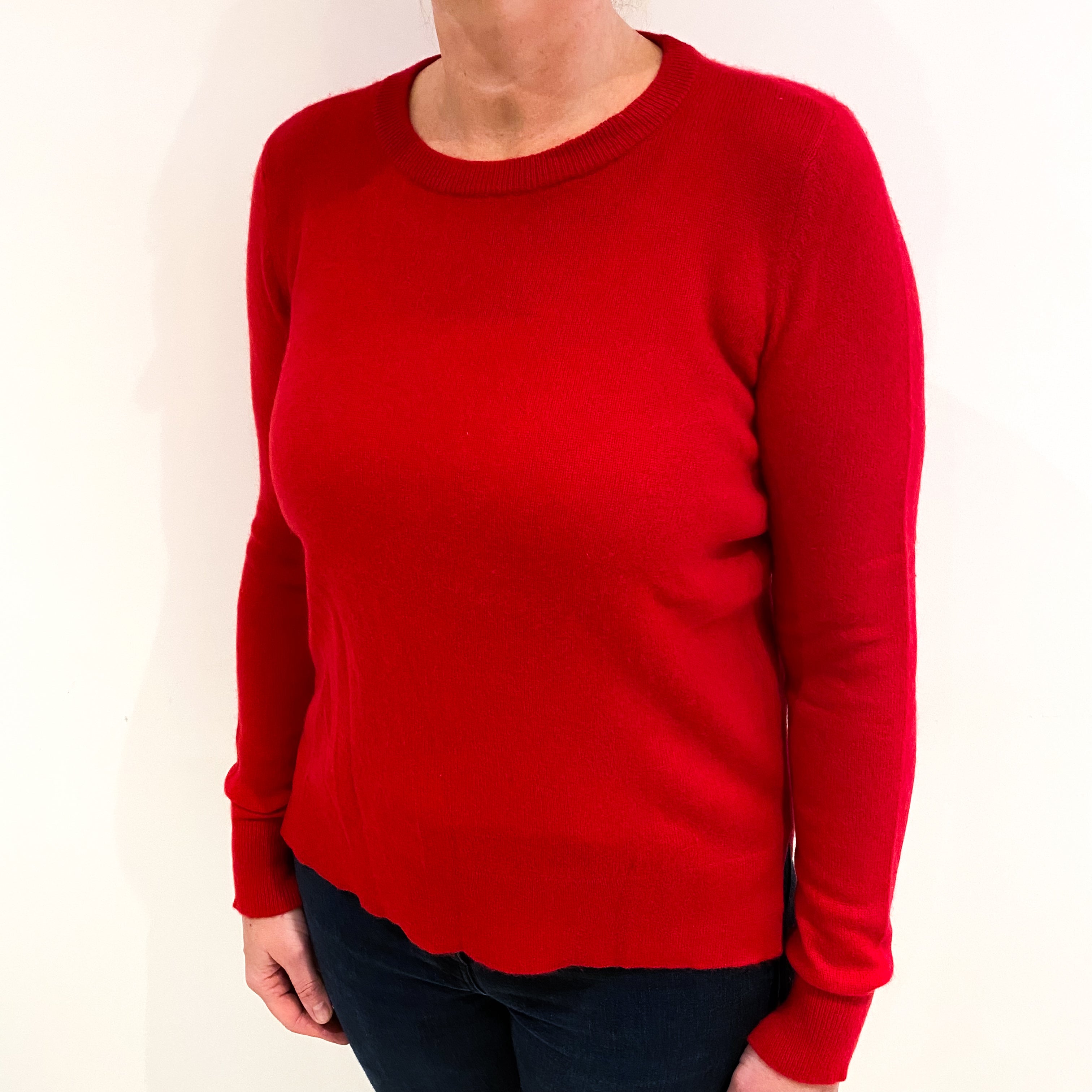 Berry Red Cashmere Crew Neck Jumper Large