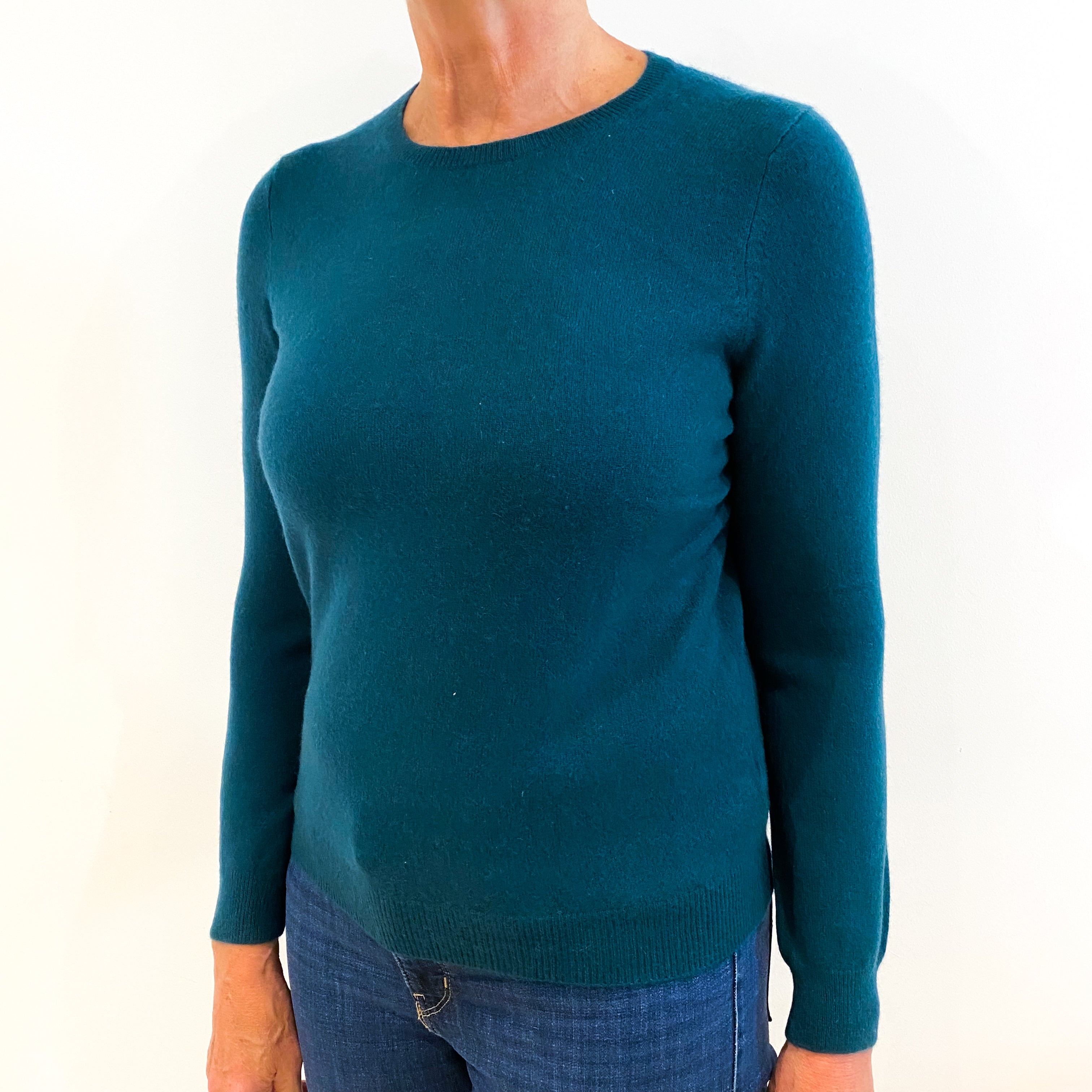 Forest Green Cashmere Crew Neck Jumper Medium