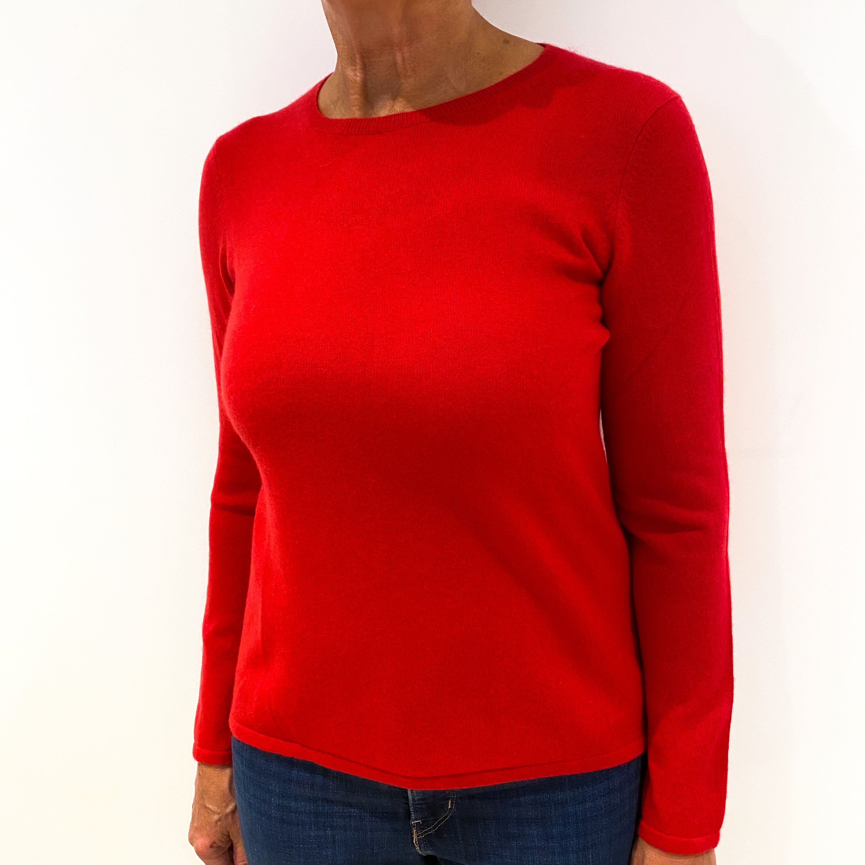 Post Box Red Cashmere Crew Neck Jumper Medium