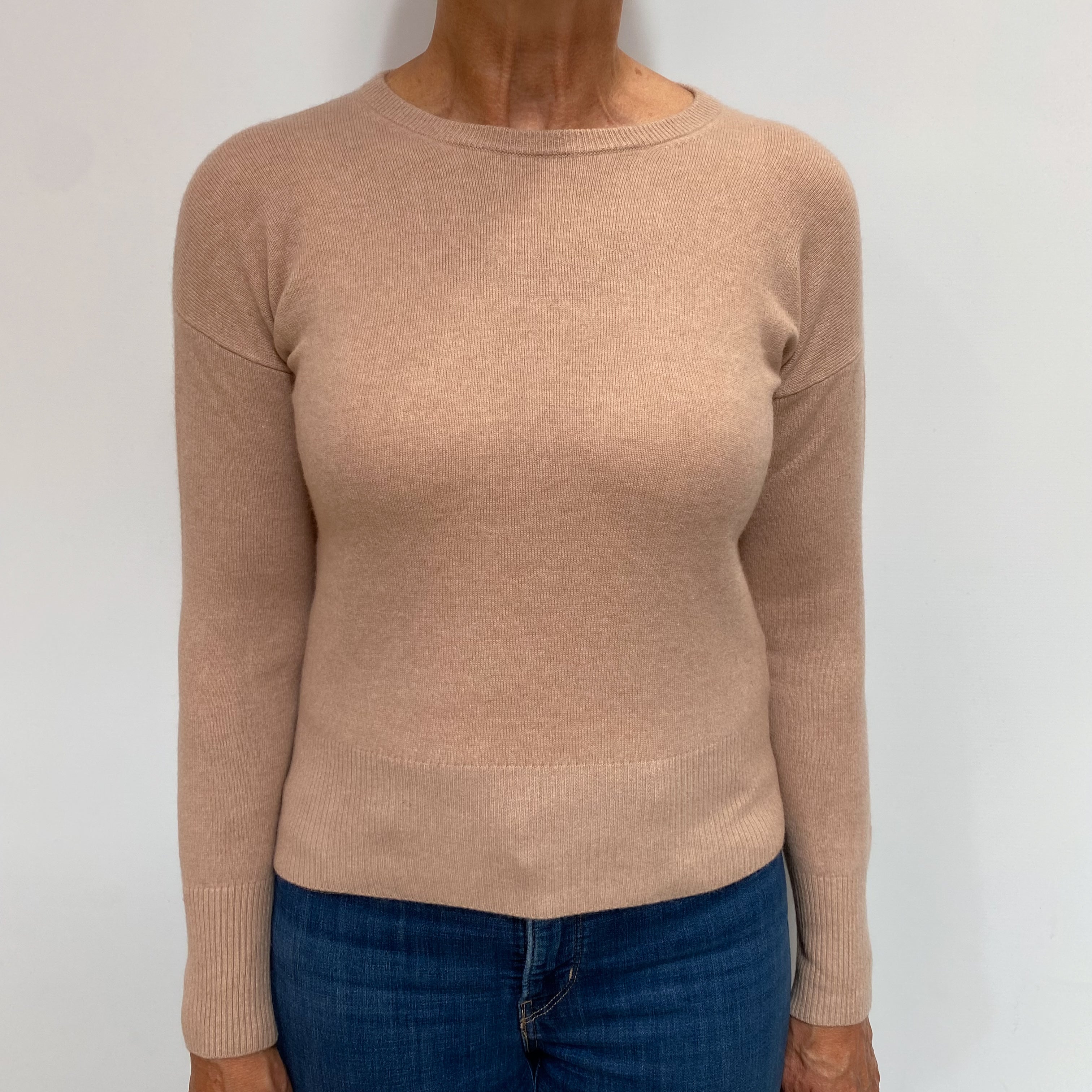 Mink Brown Cashmere Crew Neck Jumper Medium
