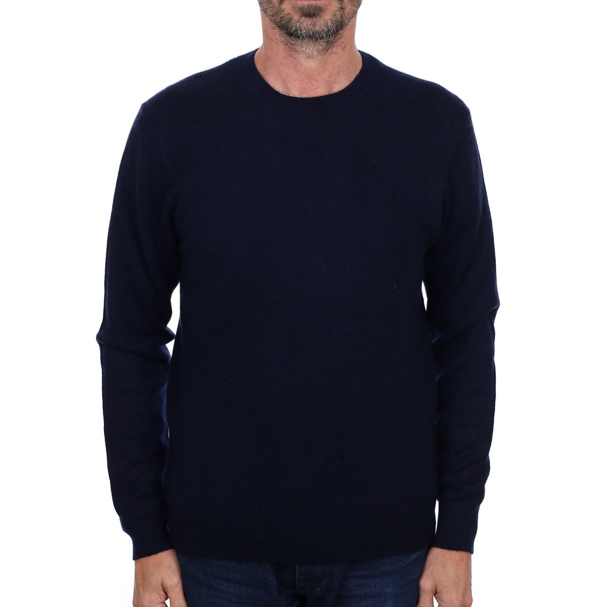 Men's Navy Blue Cashmere Crew Neck Jumper Small