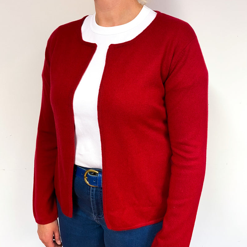 Ruby Red Cashmere Edge to Edge Cardigan Large