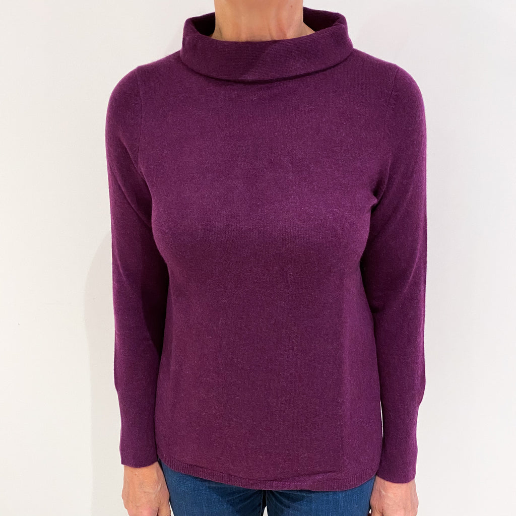 Plum Purple Cashmere Boat Neck Jumper Medium