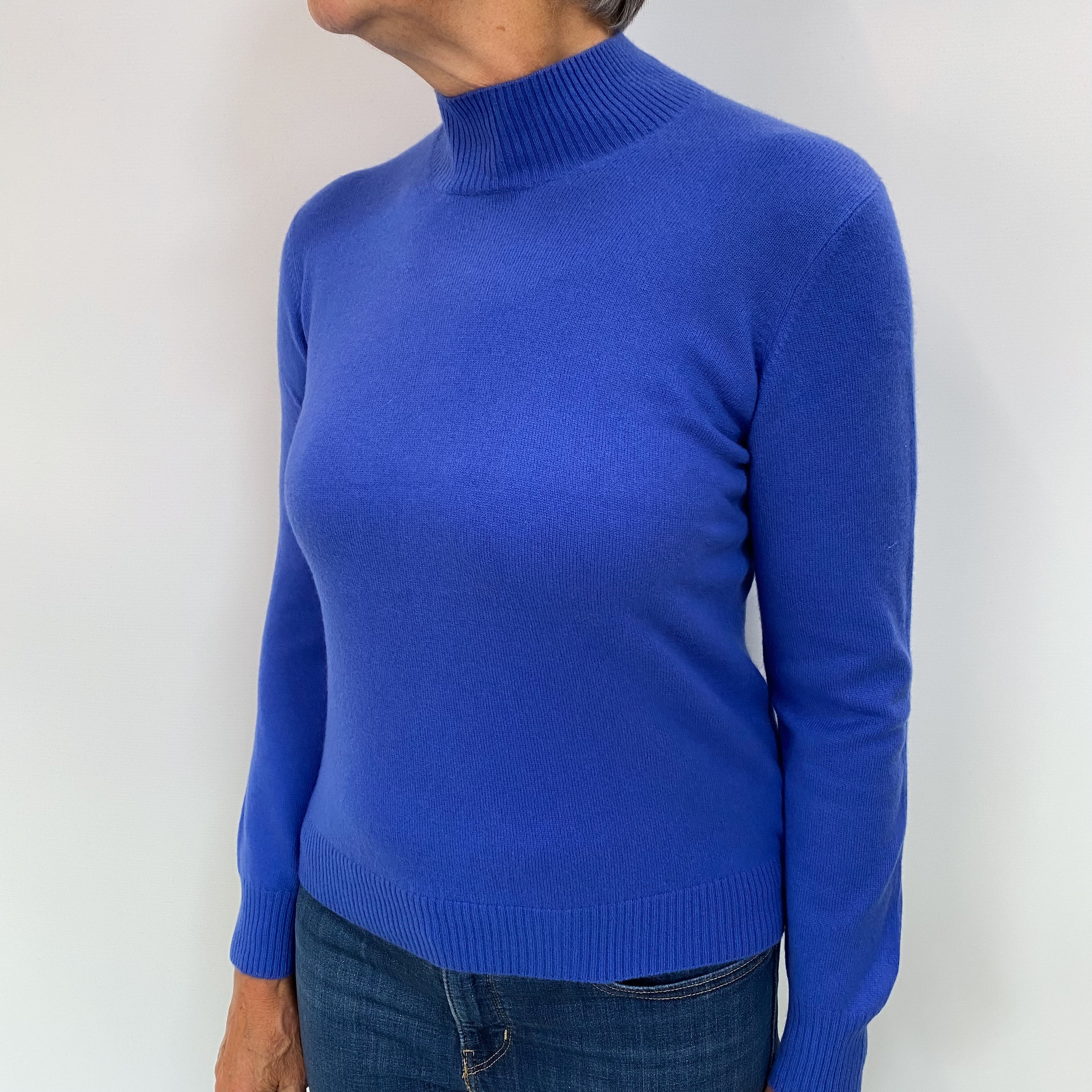 Cobalt Blue Cashmere Crew Neck Jumper Medium