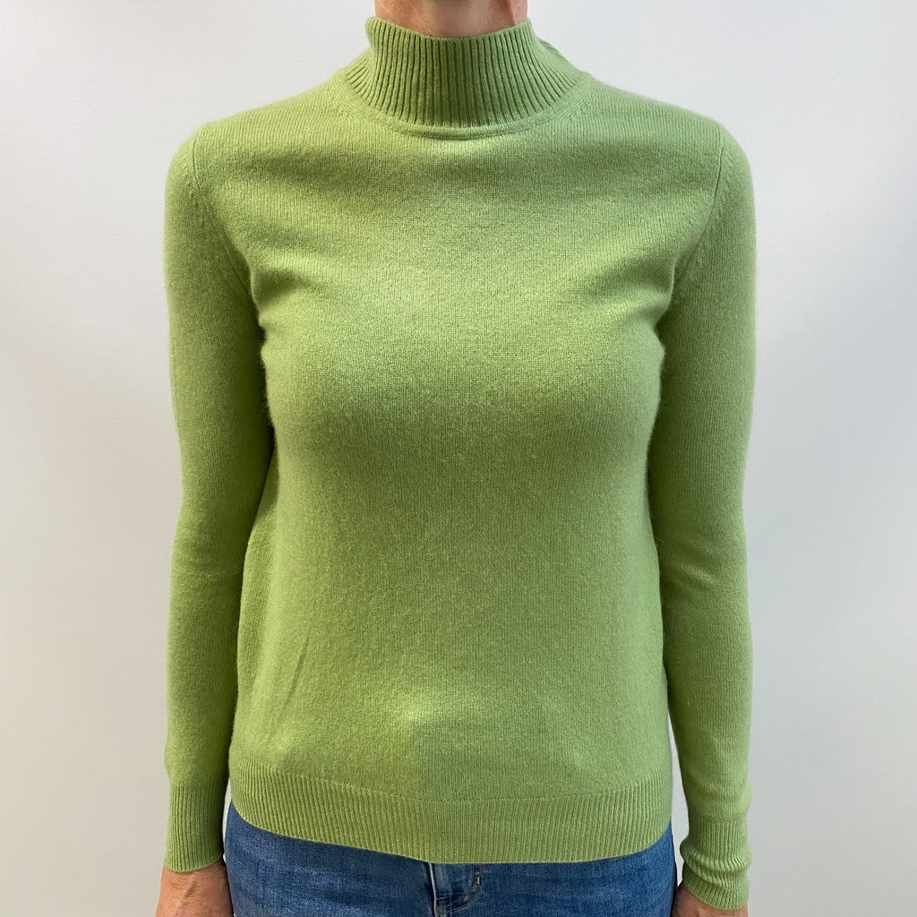 Pickle Green Cashmere Turtle Neck Jumper Small