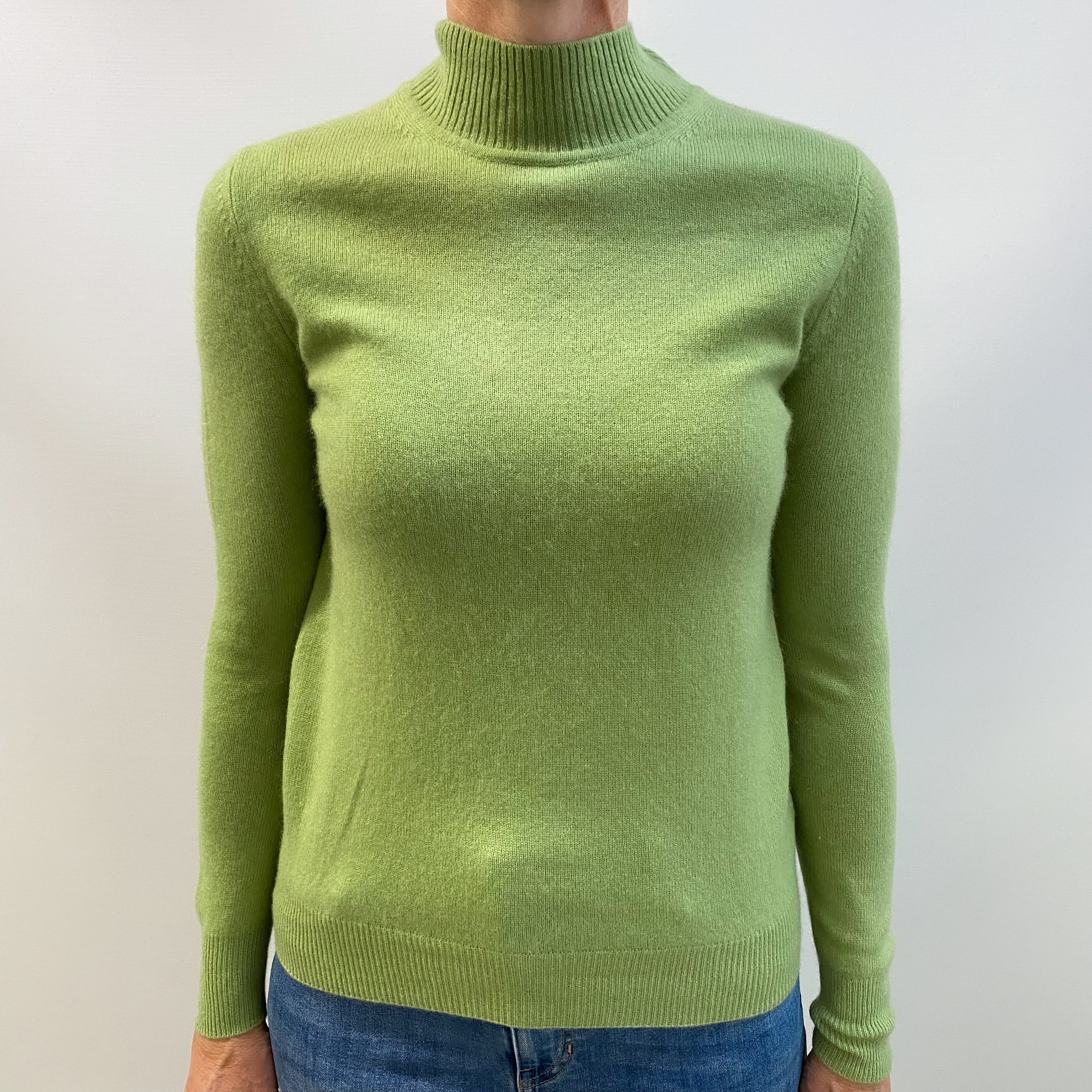 Pickle Green Cashmere Turtle Neck Jumper Small