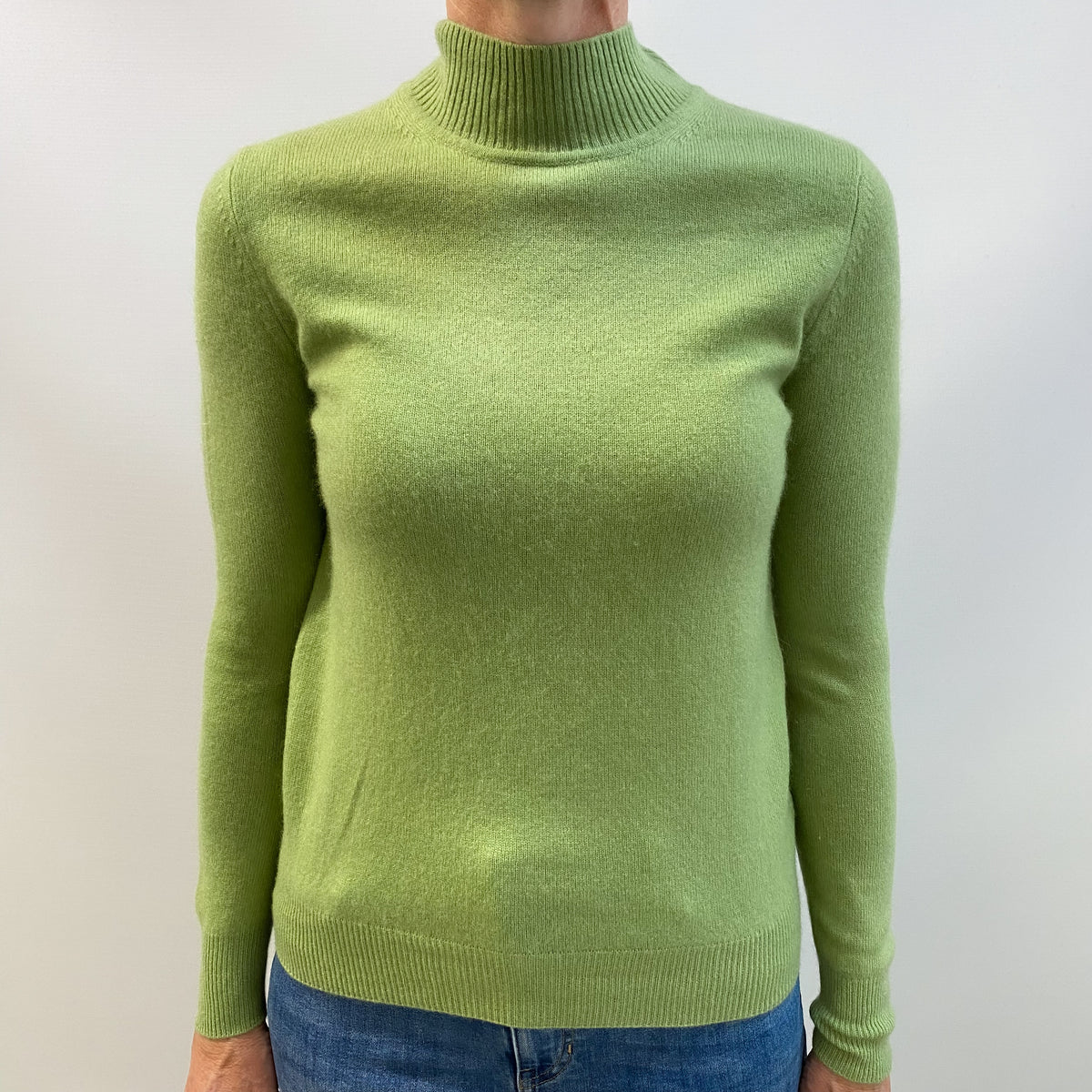 Pickle Green Cashmere Turtle Neck Jumper Small