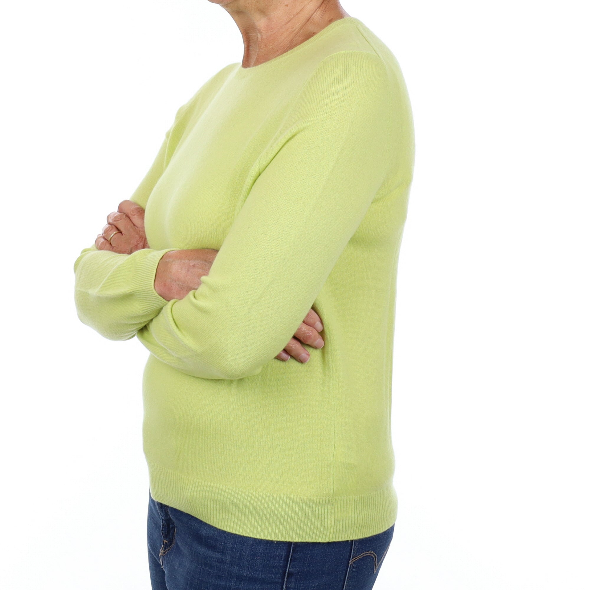 Chartreuse Green Cashmere Crew Neck Jumper Medium